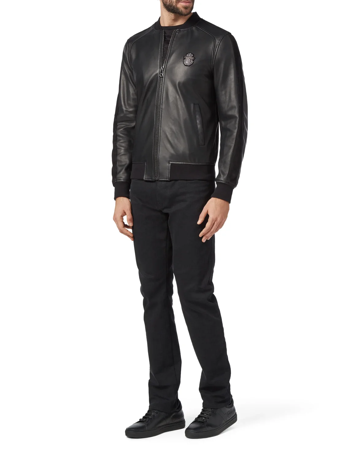Leather Bomber Crest, цвет: Черный