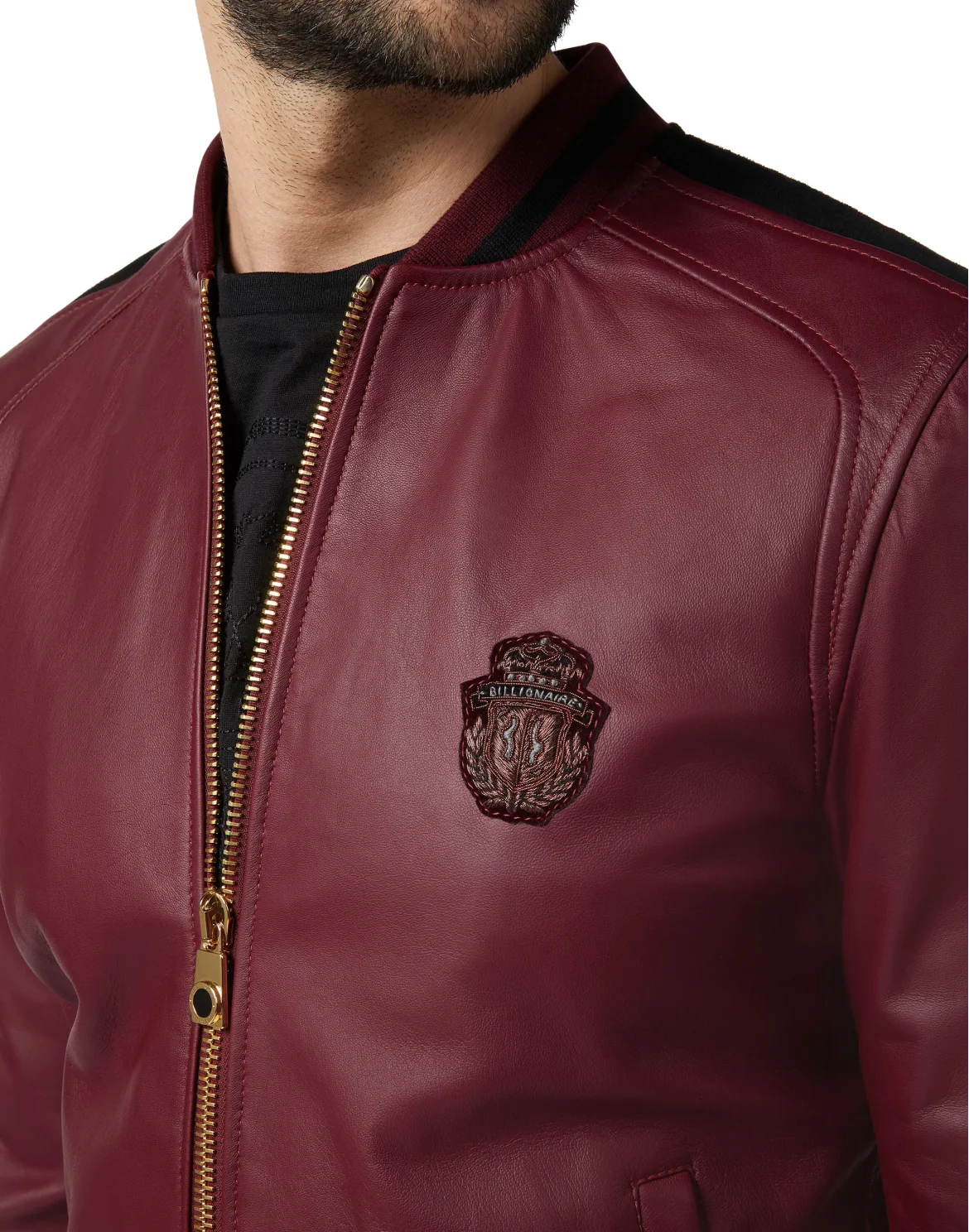 Leather Bomber Crest, цвет: Красный