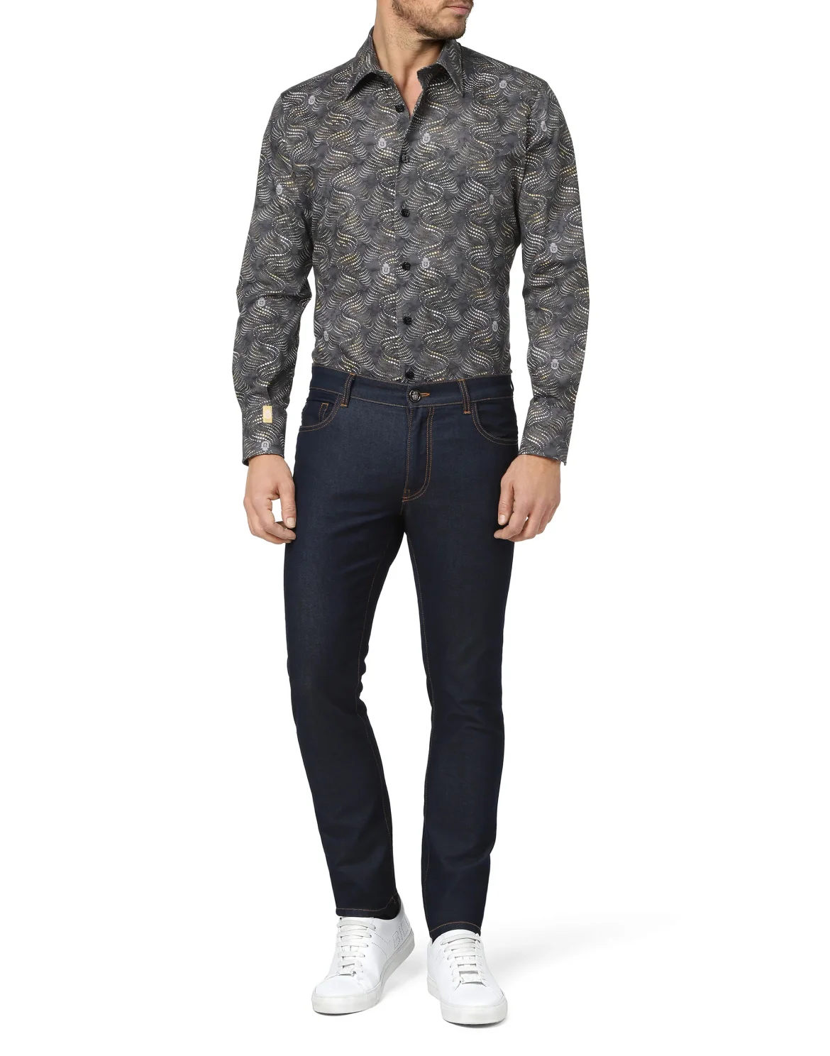 Shirt Silver Cut LS Milano/Multi Geometric, цвет: Черный