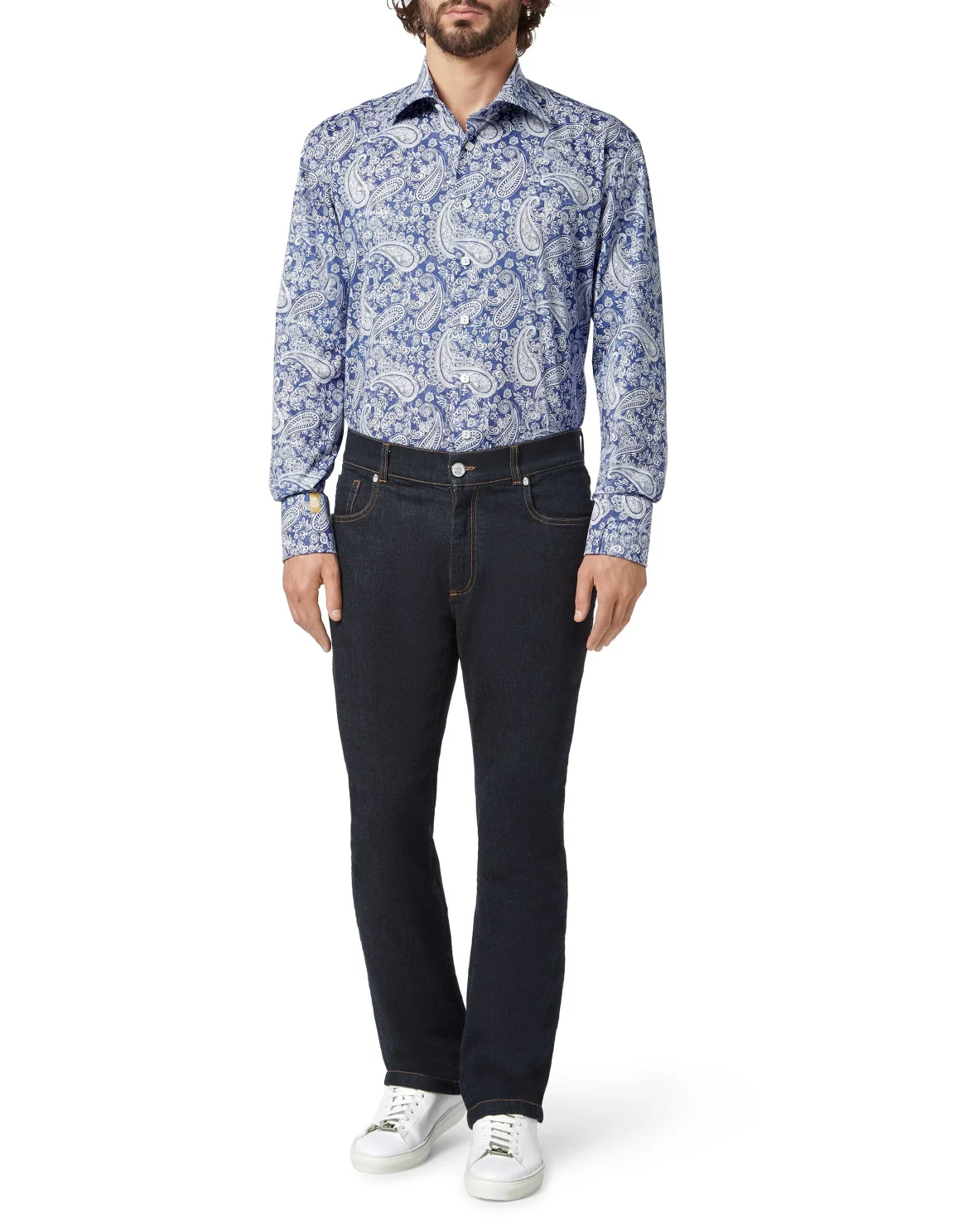 Shirt Gold Cut LS Flavio/Watch Paisley, цвет: Синий
