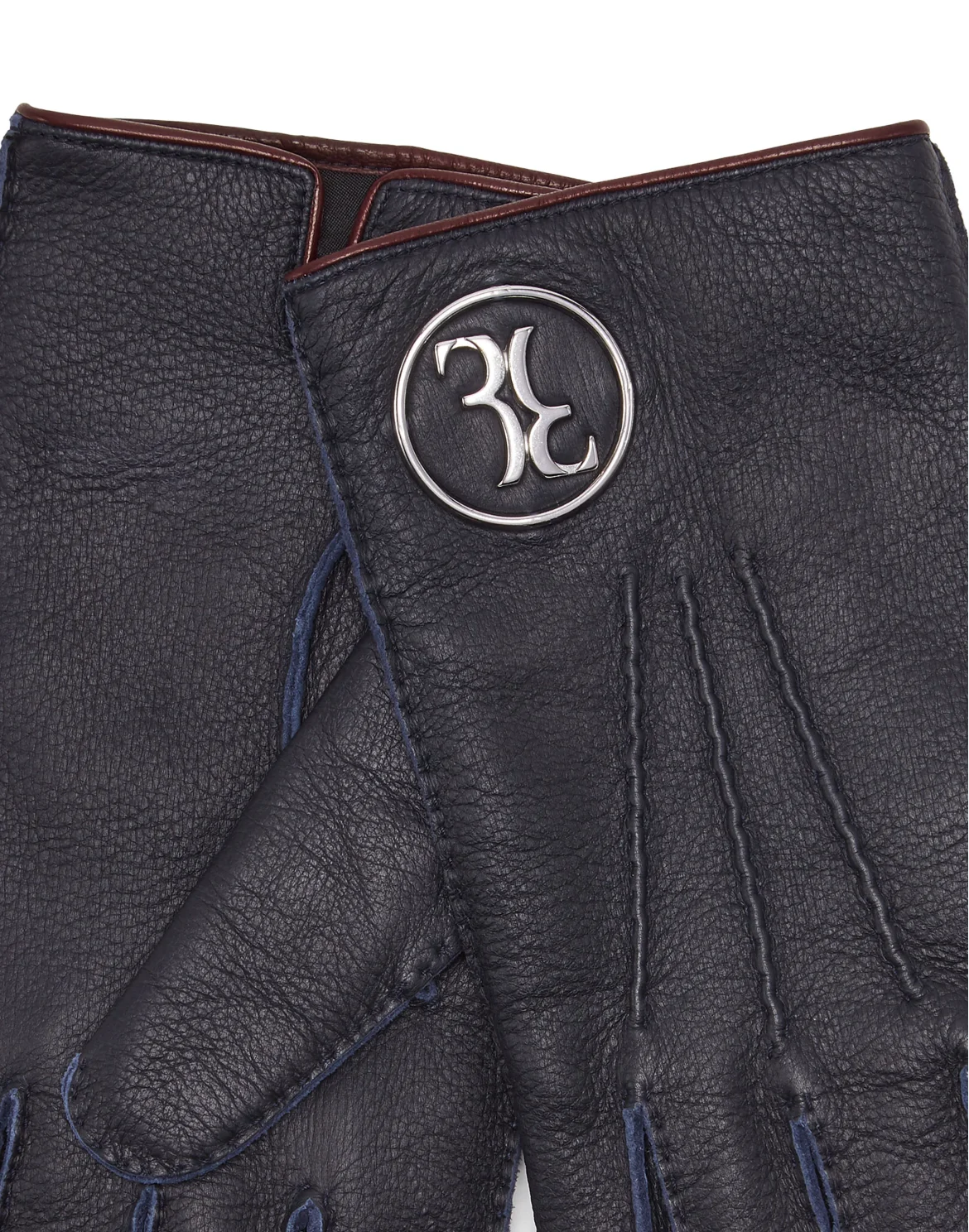 Mid-gloves in Leather and Cashmere Double B, цвет: Синий