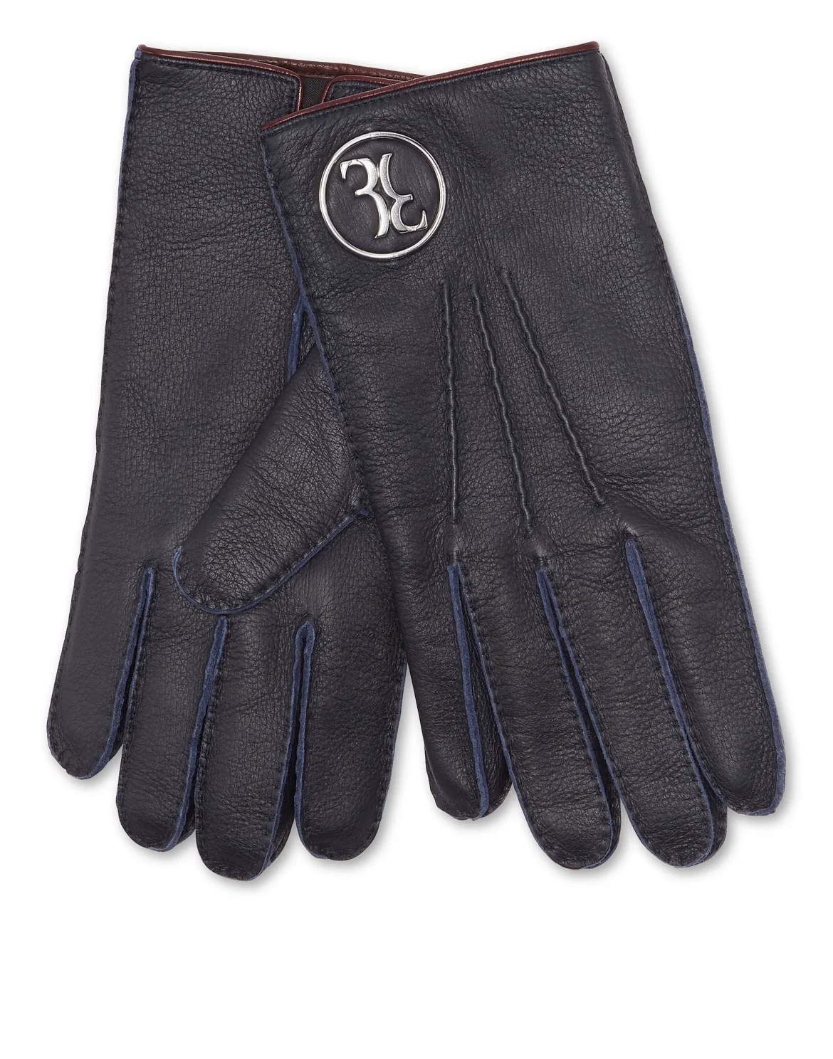 Mid-gloves in Leather and Cashmere Double B, цвет: Синий
