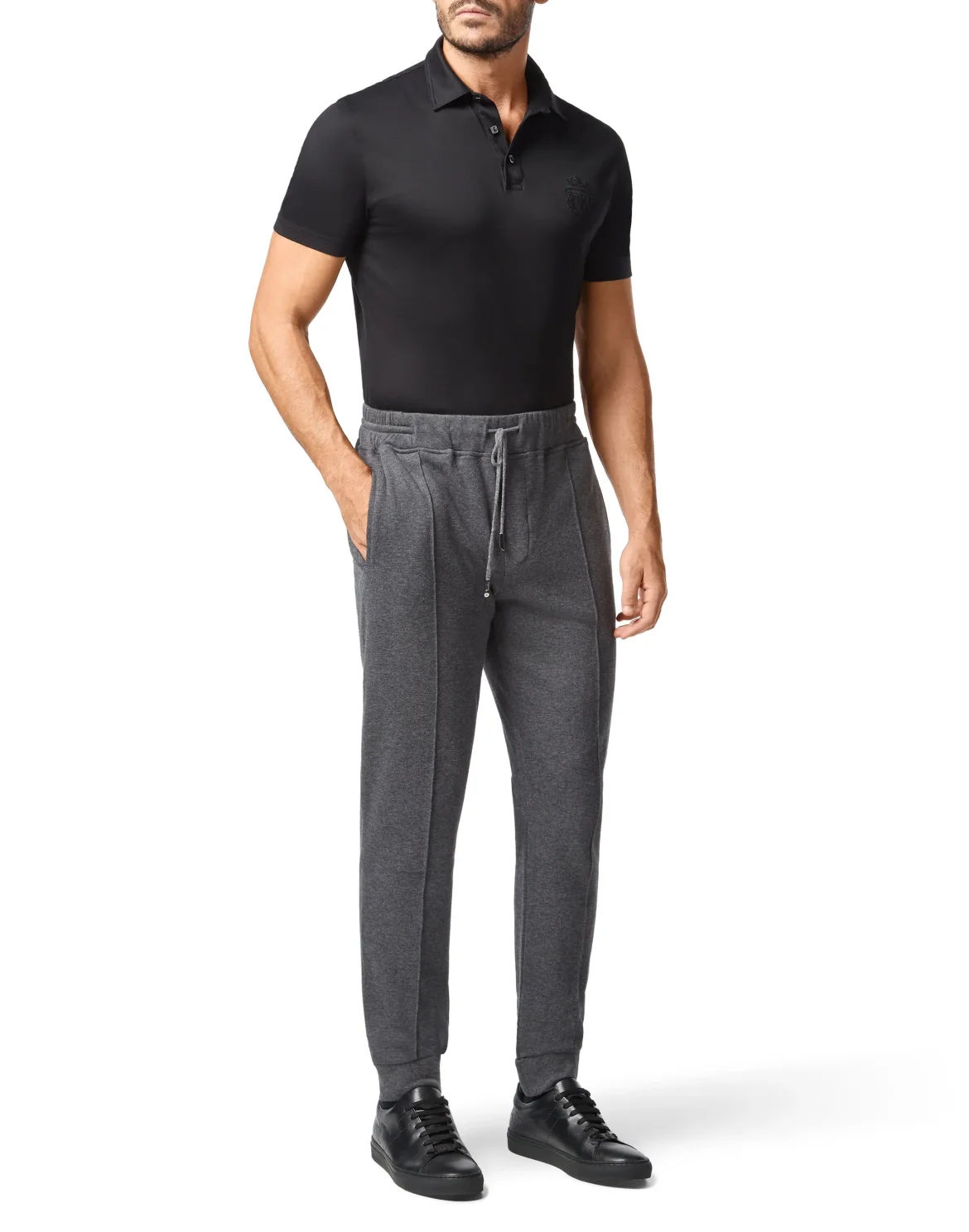 Cotton and Cashmere Jogging Trousers -T Crest, цвет: Серый