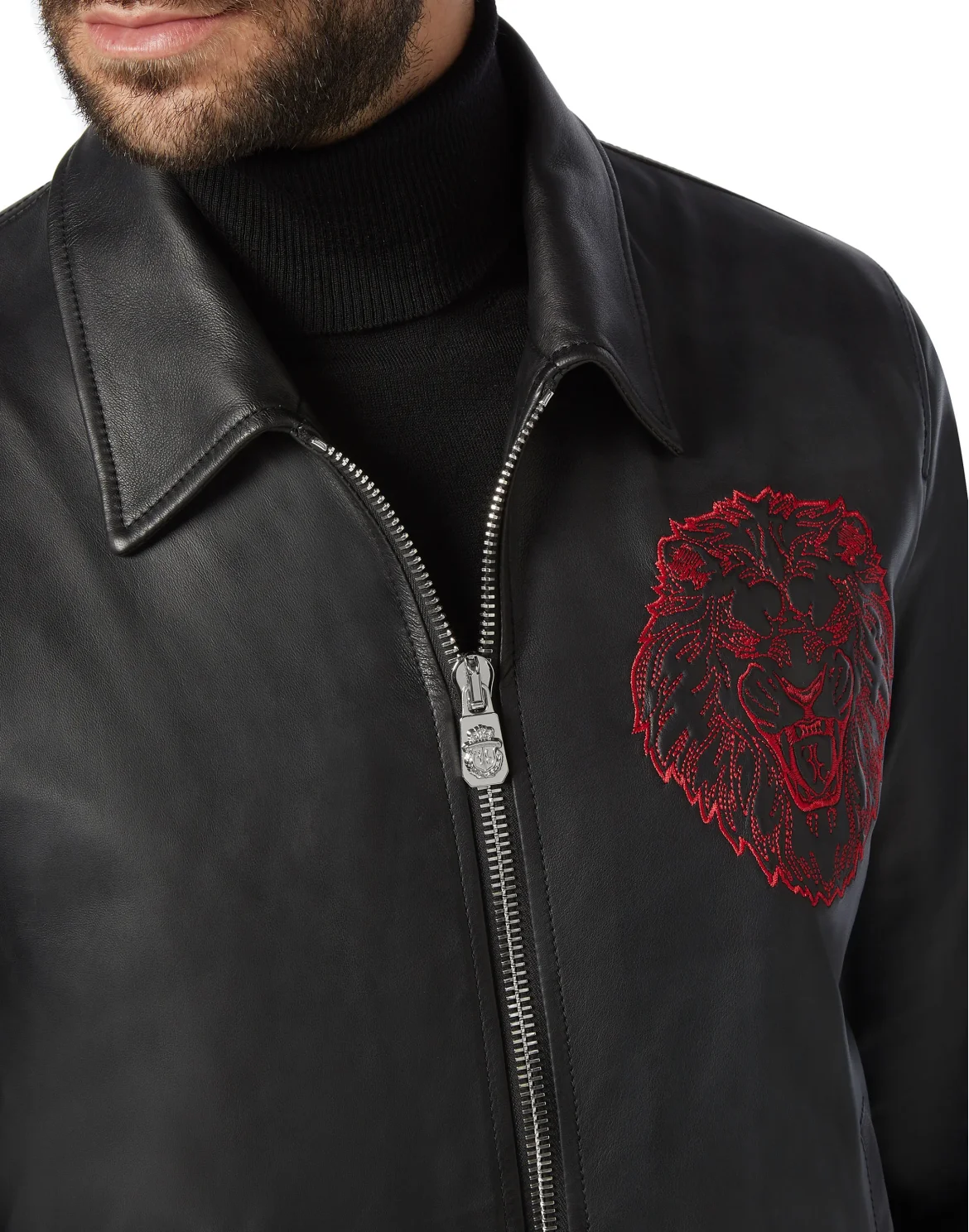 Leather Bomber Lion, цвет: Черный