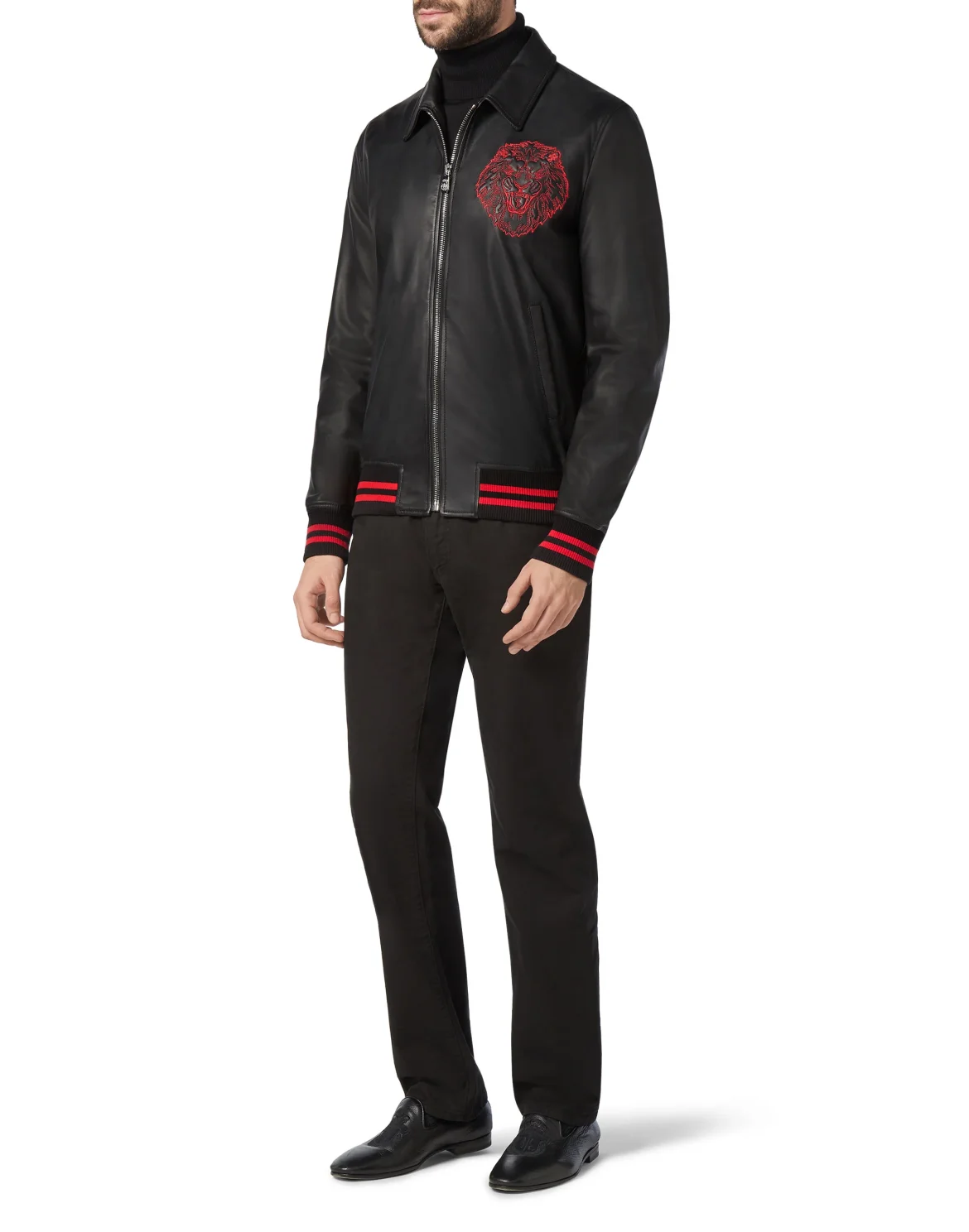 Leather Bomber Lion, цвет: Черный