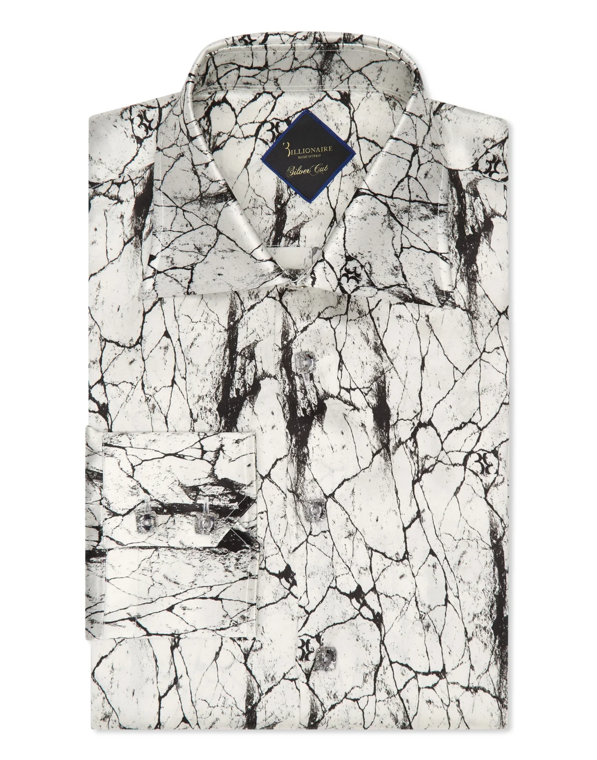 Silk Shirt Silver Cut LS/Flavio Marbled, цвет: Белый