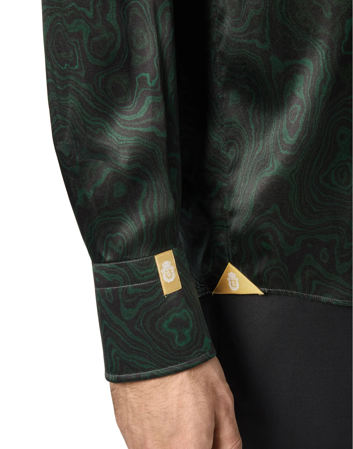 Silk Shirt Silver Cut LS/Flavio Marbled, цвет: Зеленый