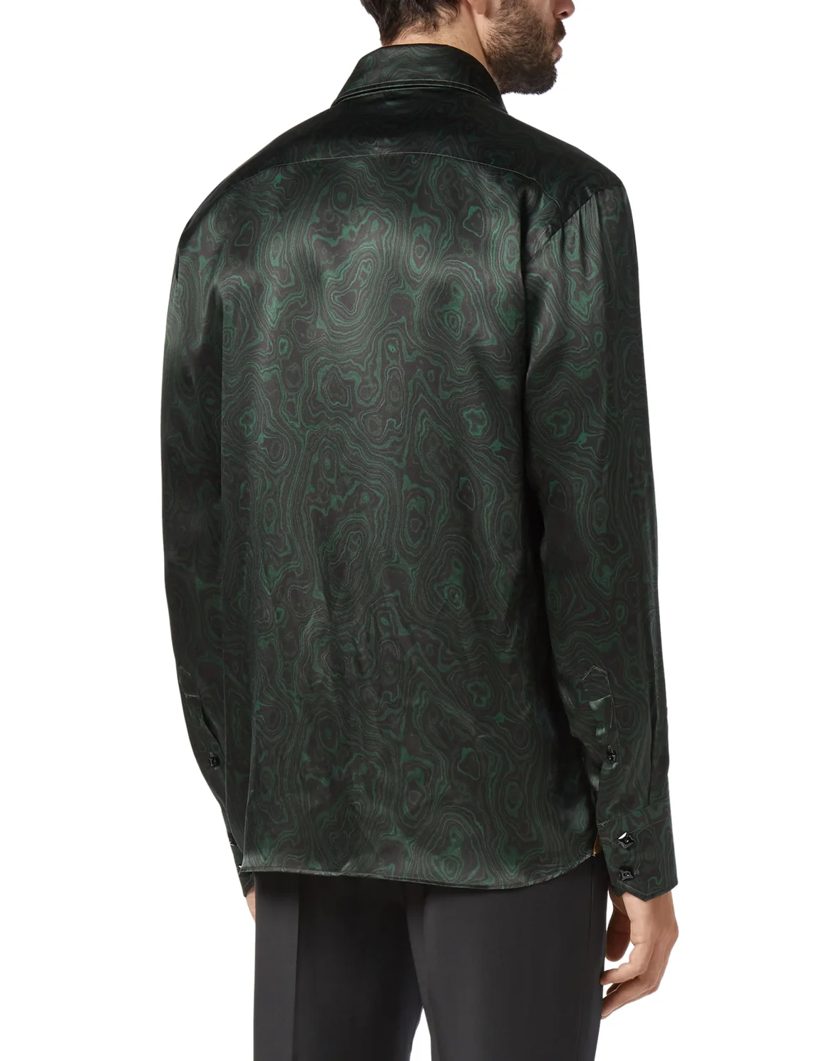 Silk Shirt Silver Cut LS/Flavio Marbled, цвет: Зеленый