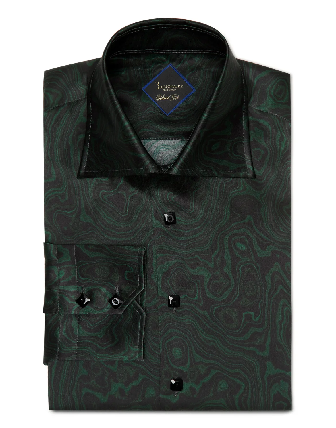 Silk Shirt Silver Cut LS/Flavio Marbled, цвет: Зеленый