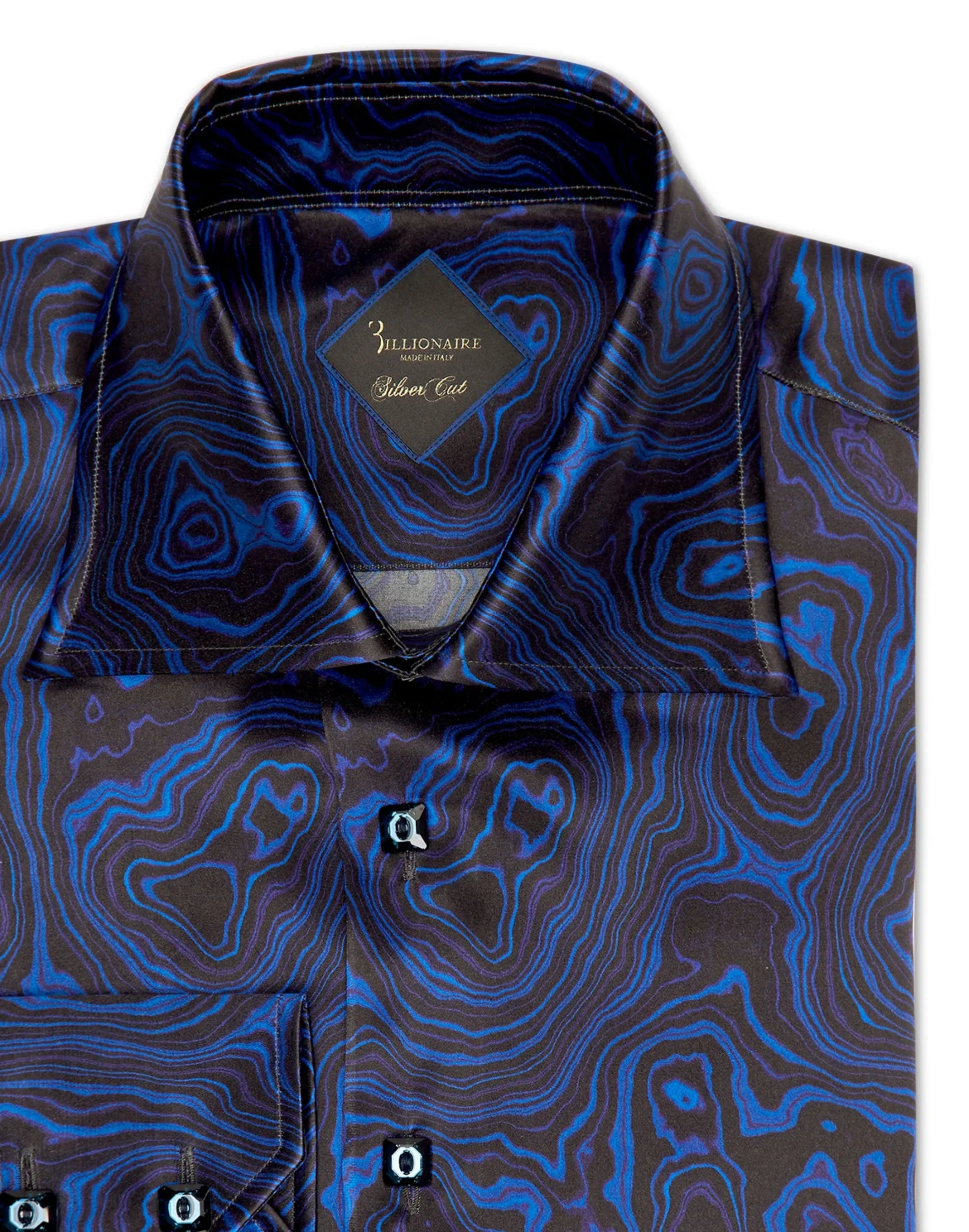 Silk Shirt Silver Cut LS/Flavio Marbled, цвет: Синий