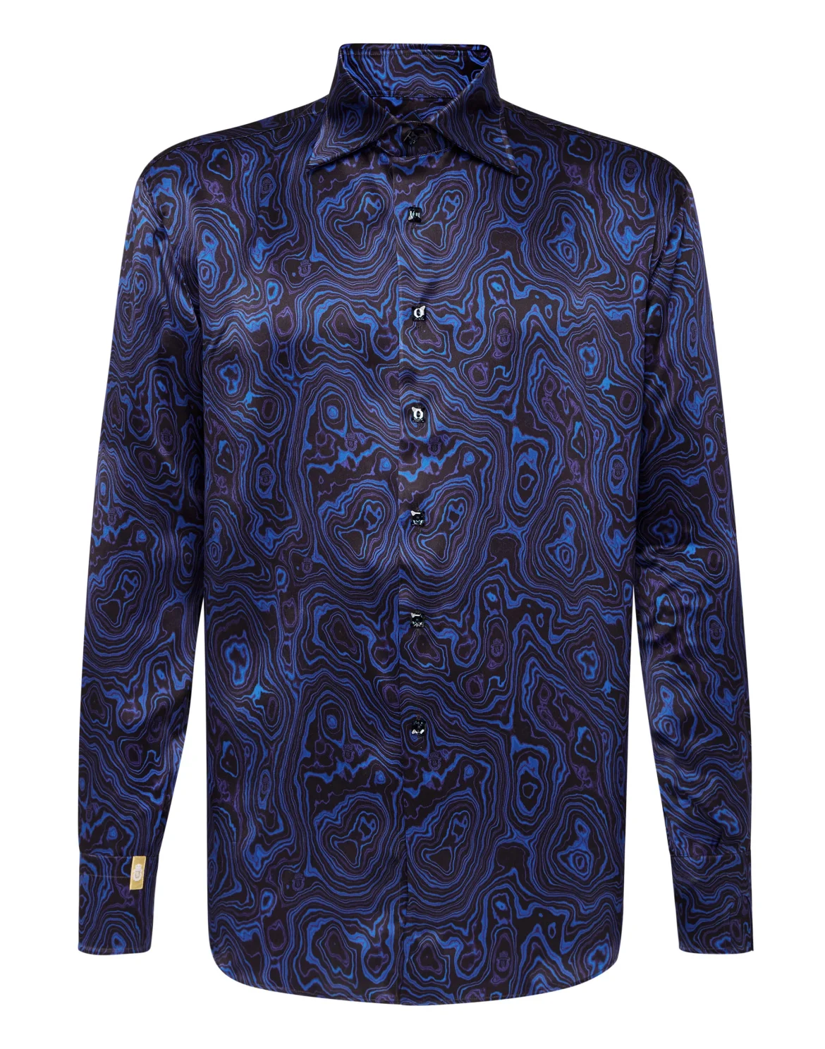 Silk Shirt Silver Cut LS/Flavio Marbled, цвет: Синий