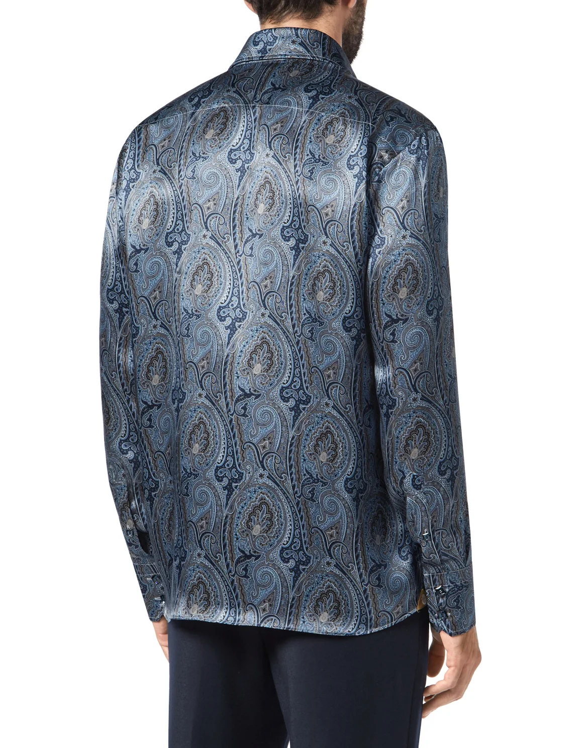 Silk Shirt Silver Cut LS/Flavio Baroque, цвет: Синий