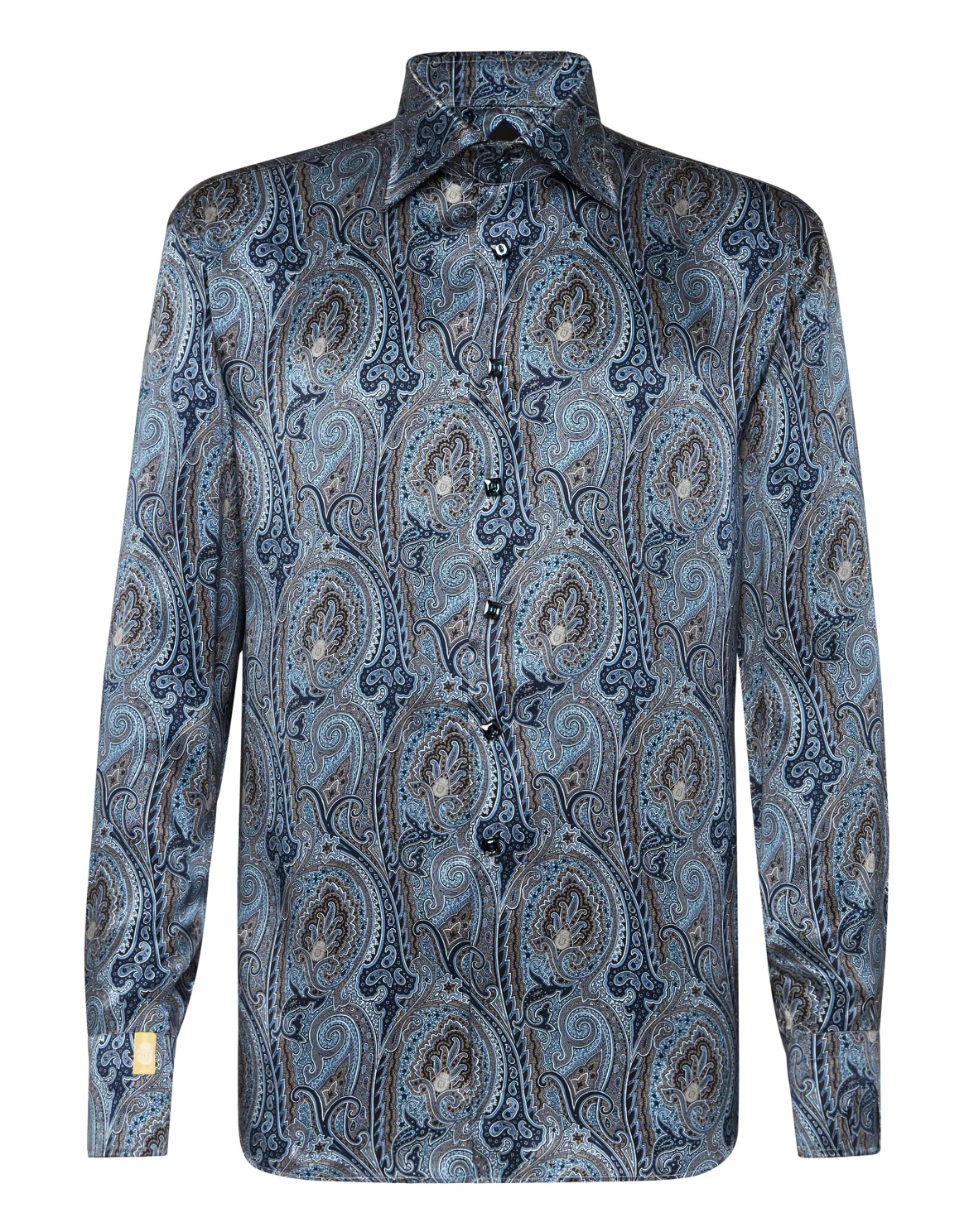 Silk Shirt Silver Cut LS/Flavio Baroque, цвет: Синий