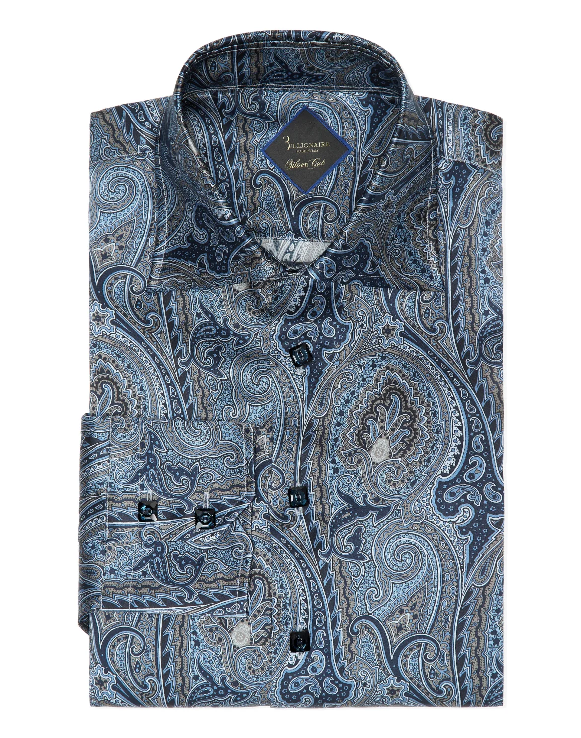 Silk Shirt Silver Cut LS/Flavio Baroque, цвет: Синий