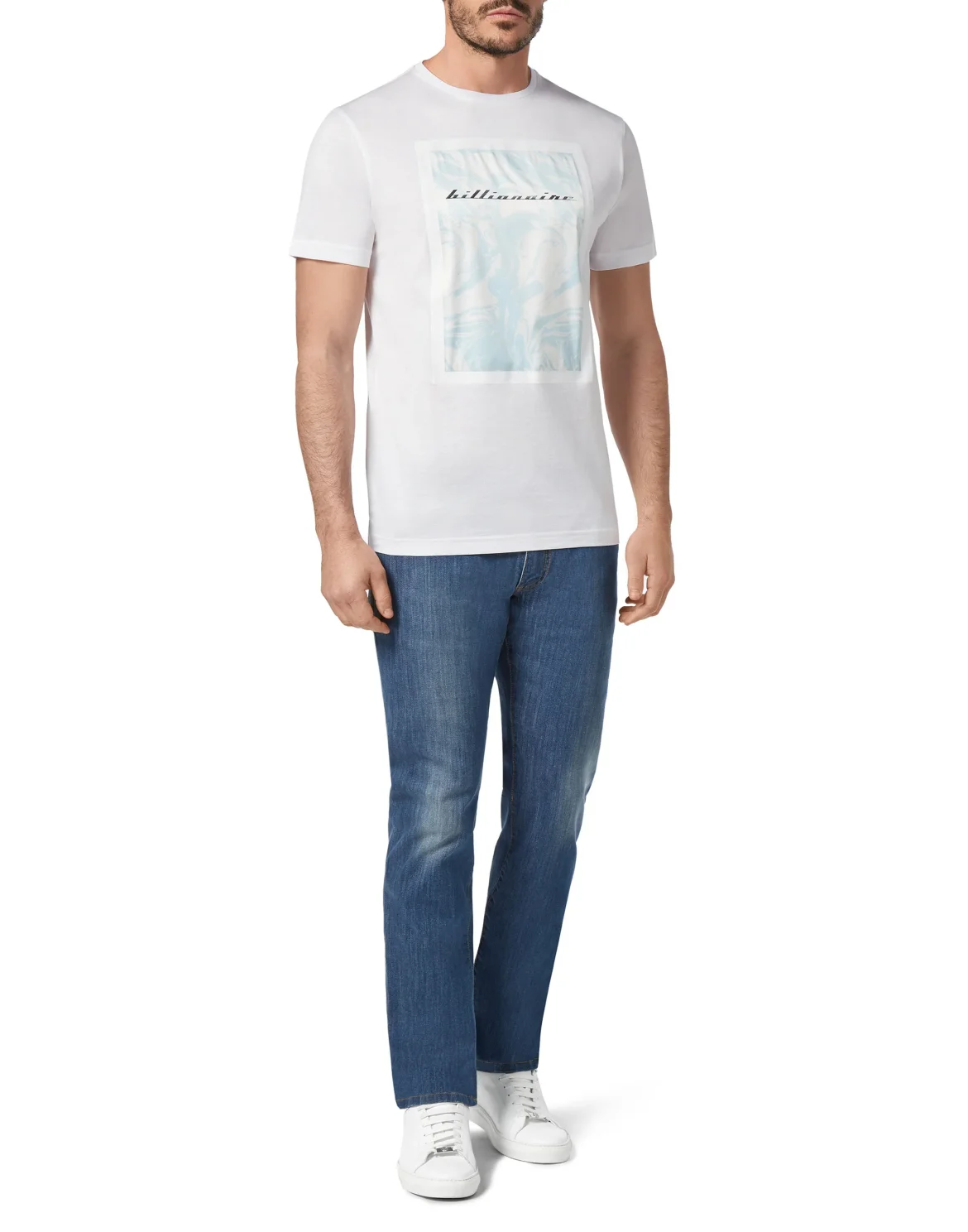 T-shirt Round Neck SS Marbled, цвет: Белый