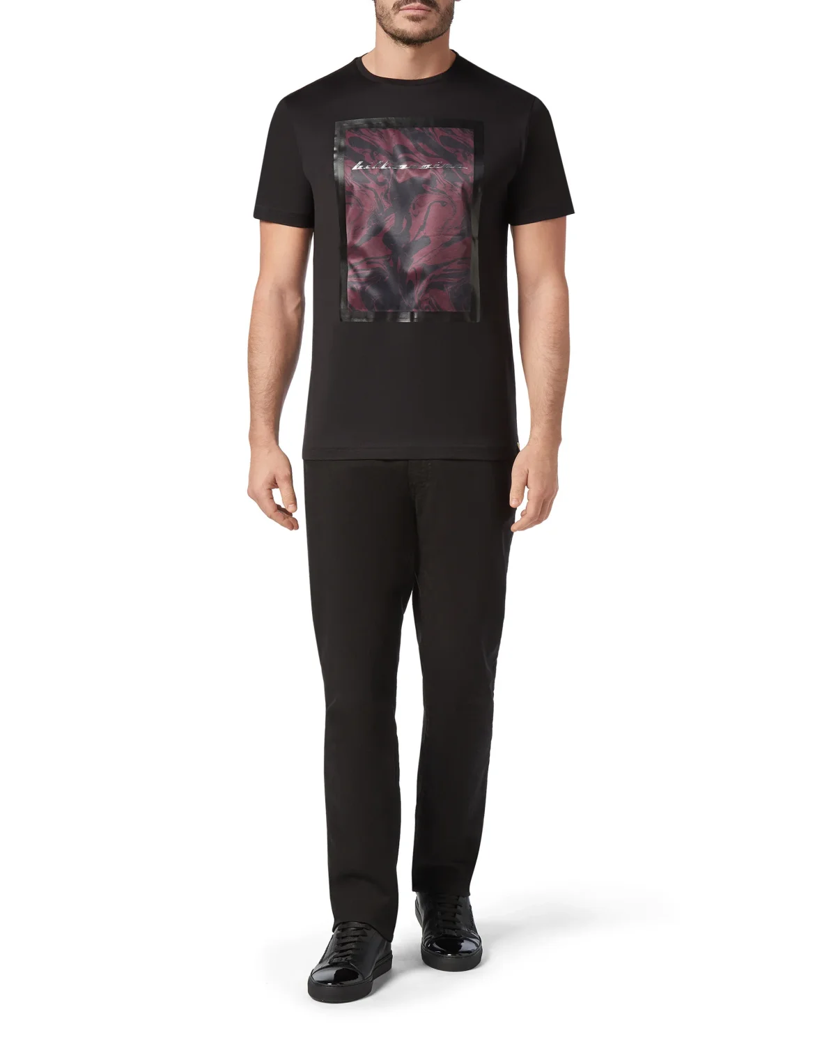 T-shirt Round Neck SS Marbled, цвет: Черный