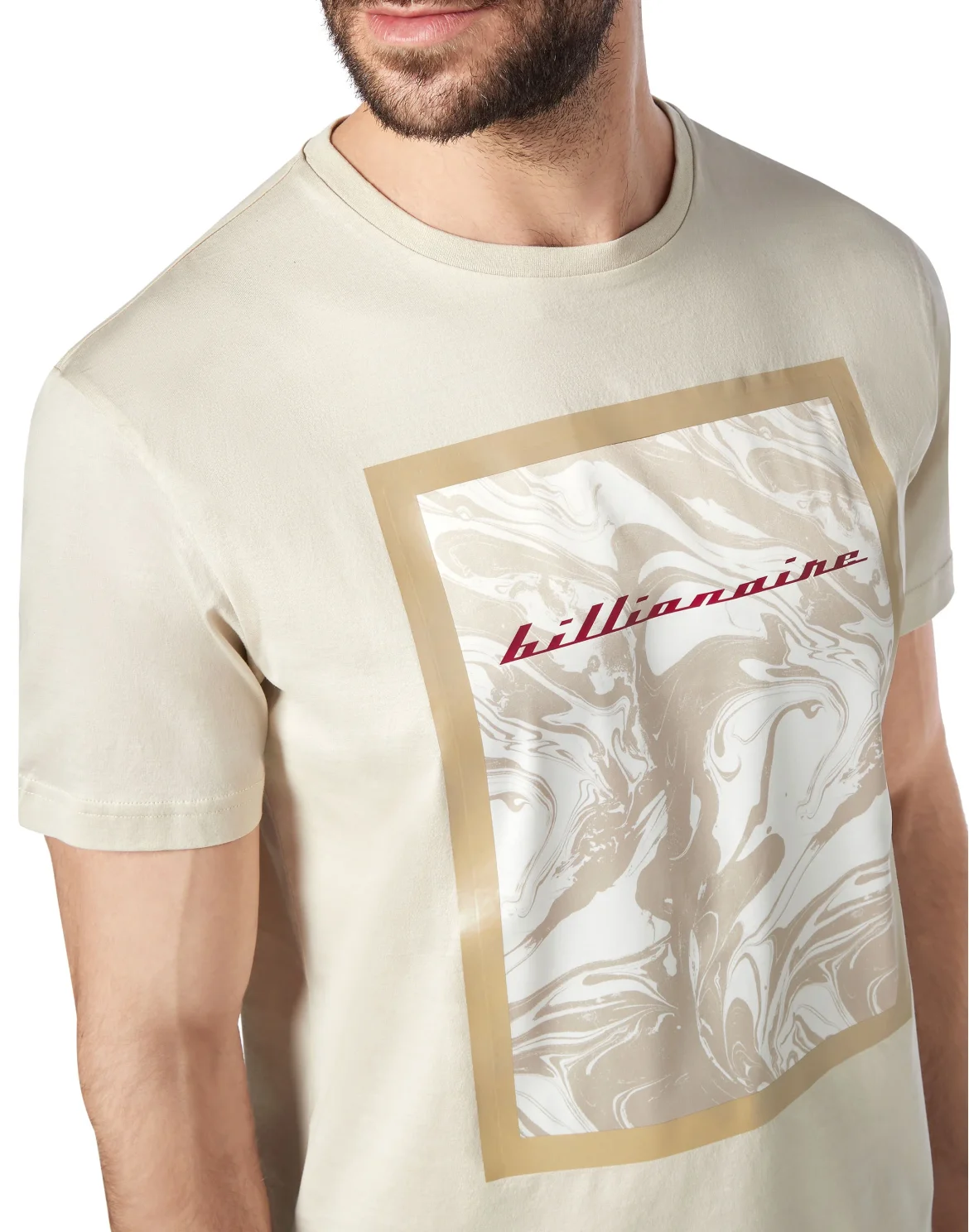 T-shirt Round Neck SS Marbled, цвет: Бежевый