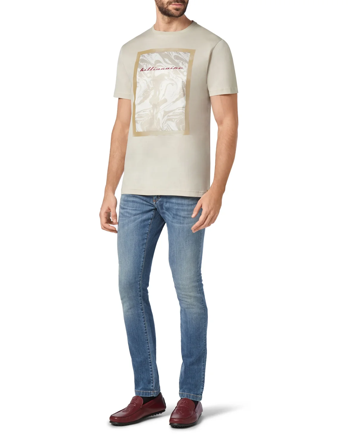 T-shirt Round Neck SS Marbled, цвет: Бежевый