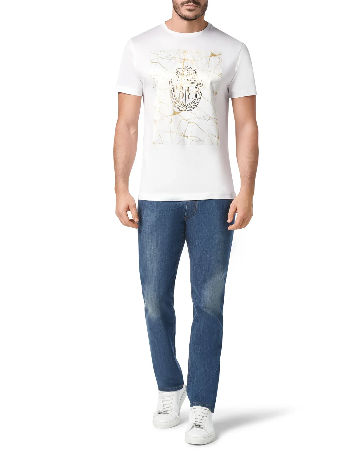 T-shirt Round Neck SS Marbled, цвет: Белый