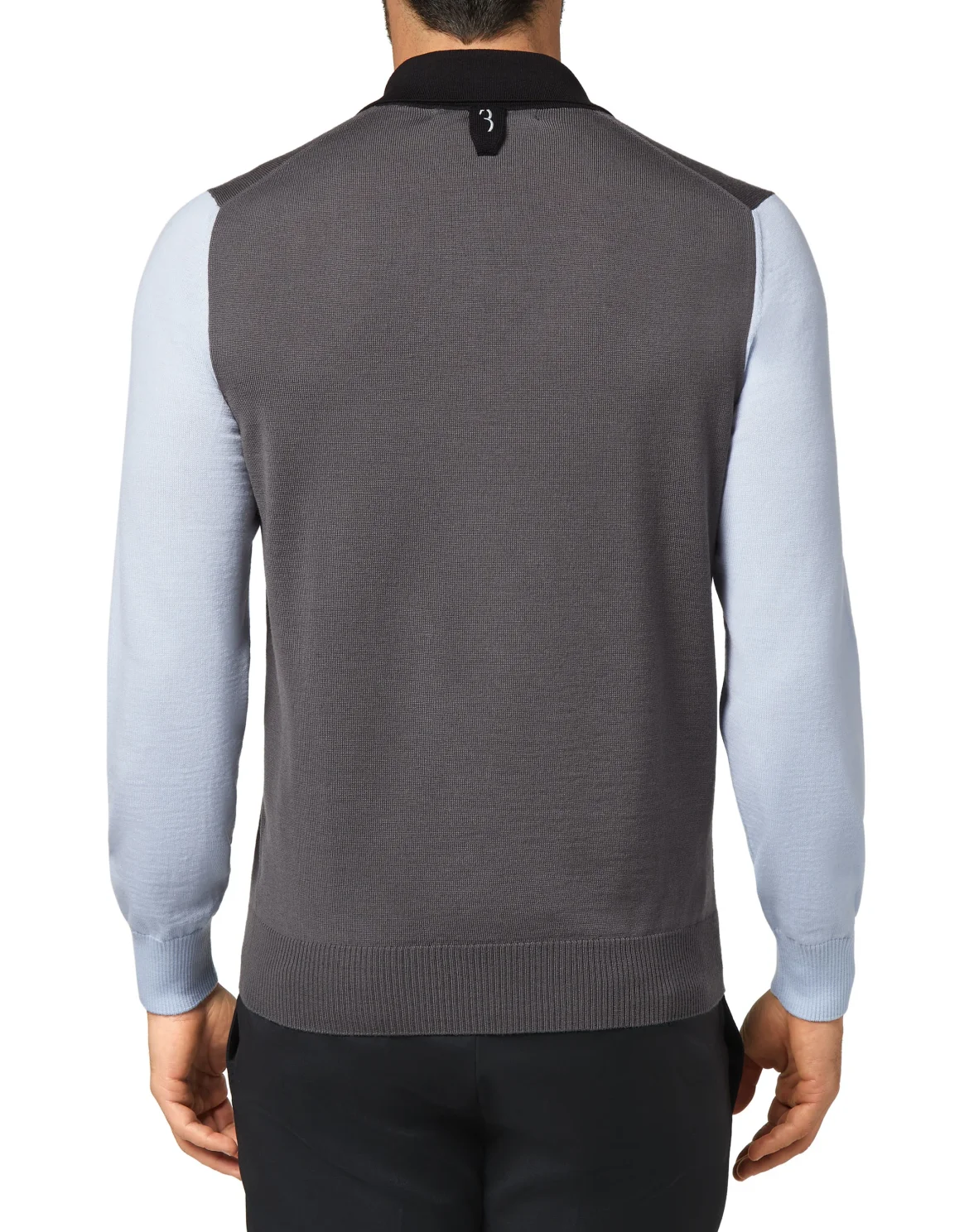 Merino wool Pullover Polo-Neck LS Color Block, цвет: Серый