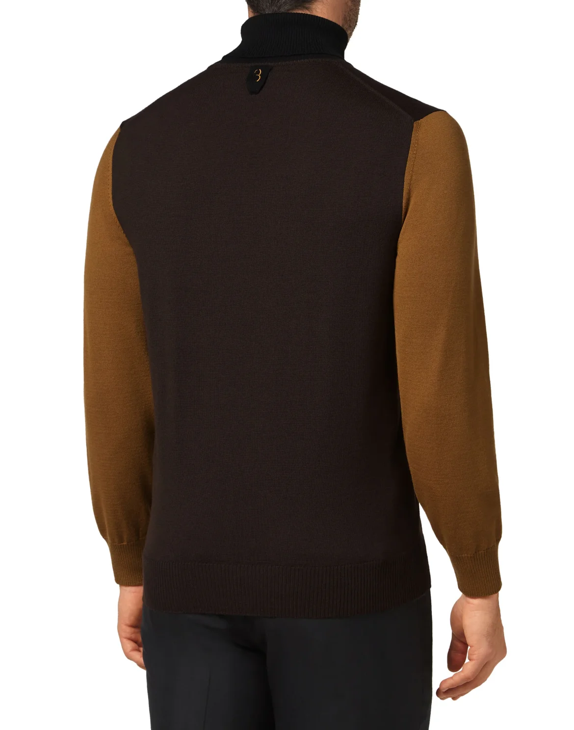 Merino wool Turtle Neck LS Color Block, цвет: Коричневый