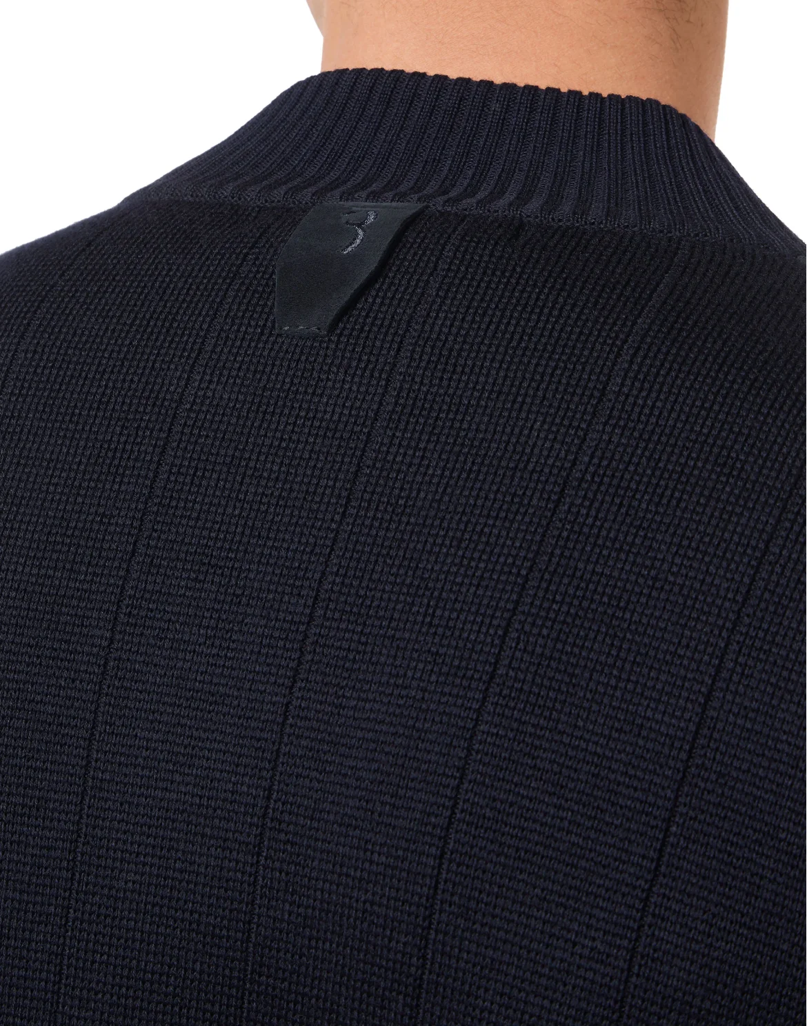 Merino wool Pullover full zip with suede Double B, цвет: Синий