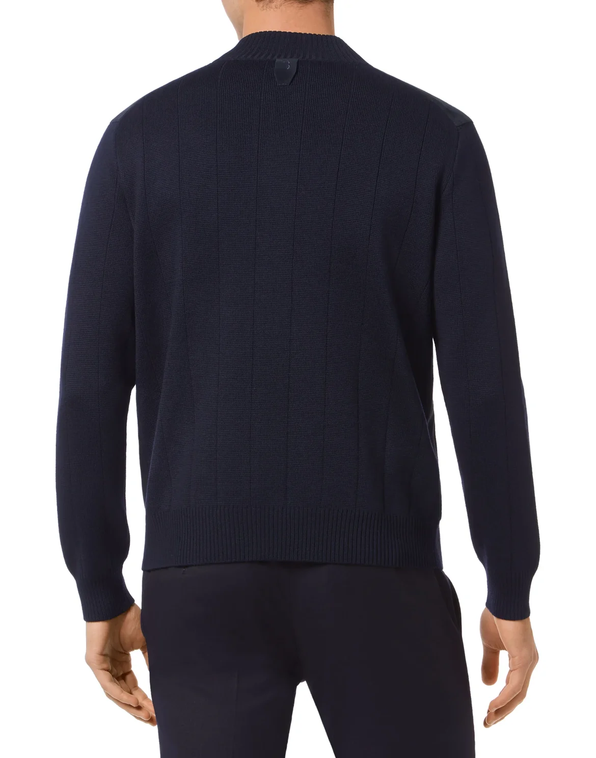 Merino wool Pullover full zip with suede Double B, цвет: Синий