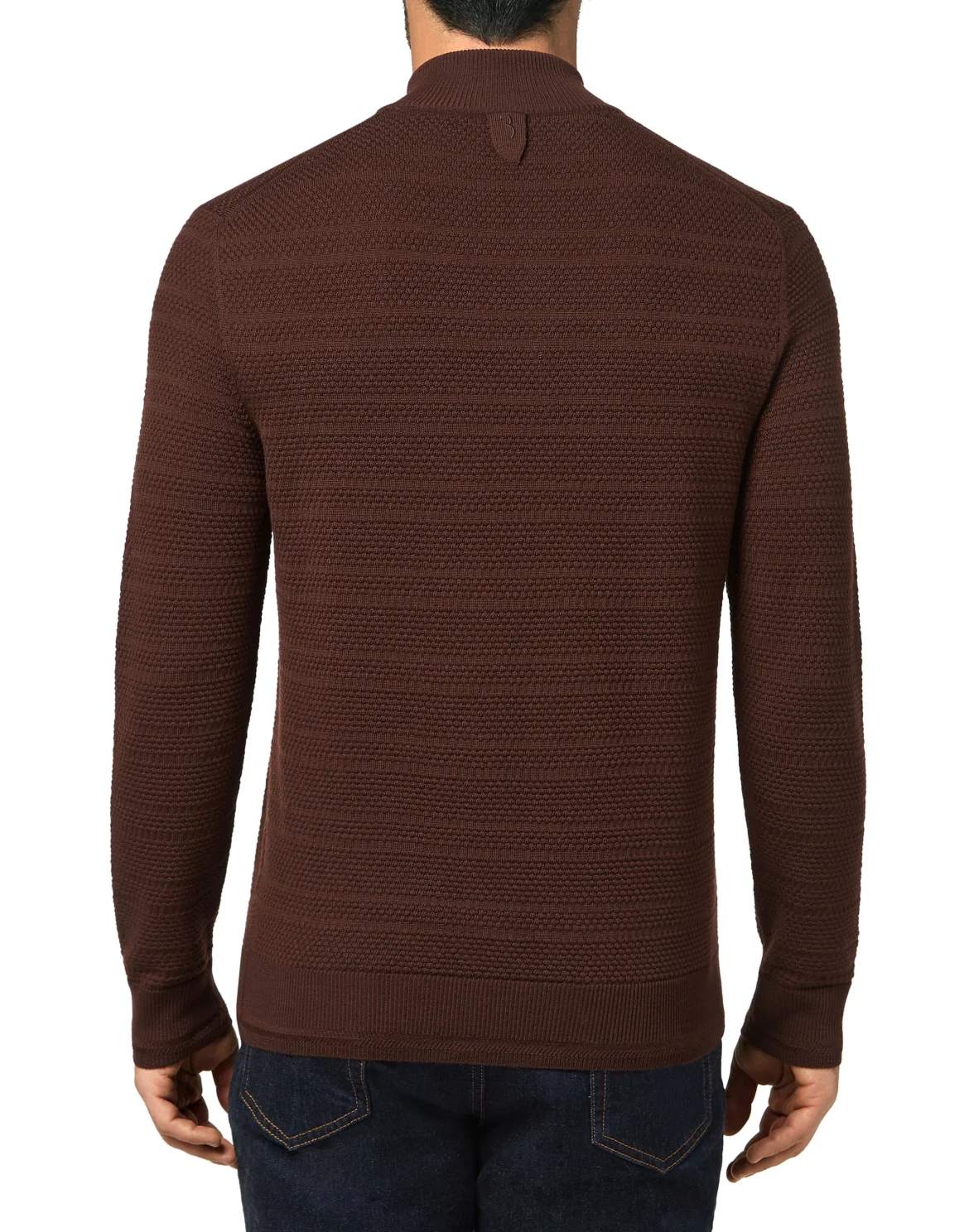 Merino wool Pullover zip mock Istitutional, цвет: Коричневый