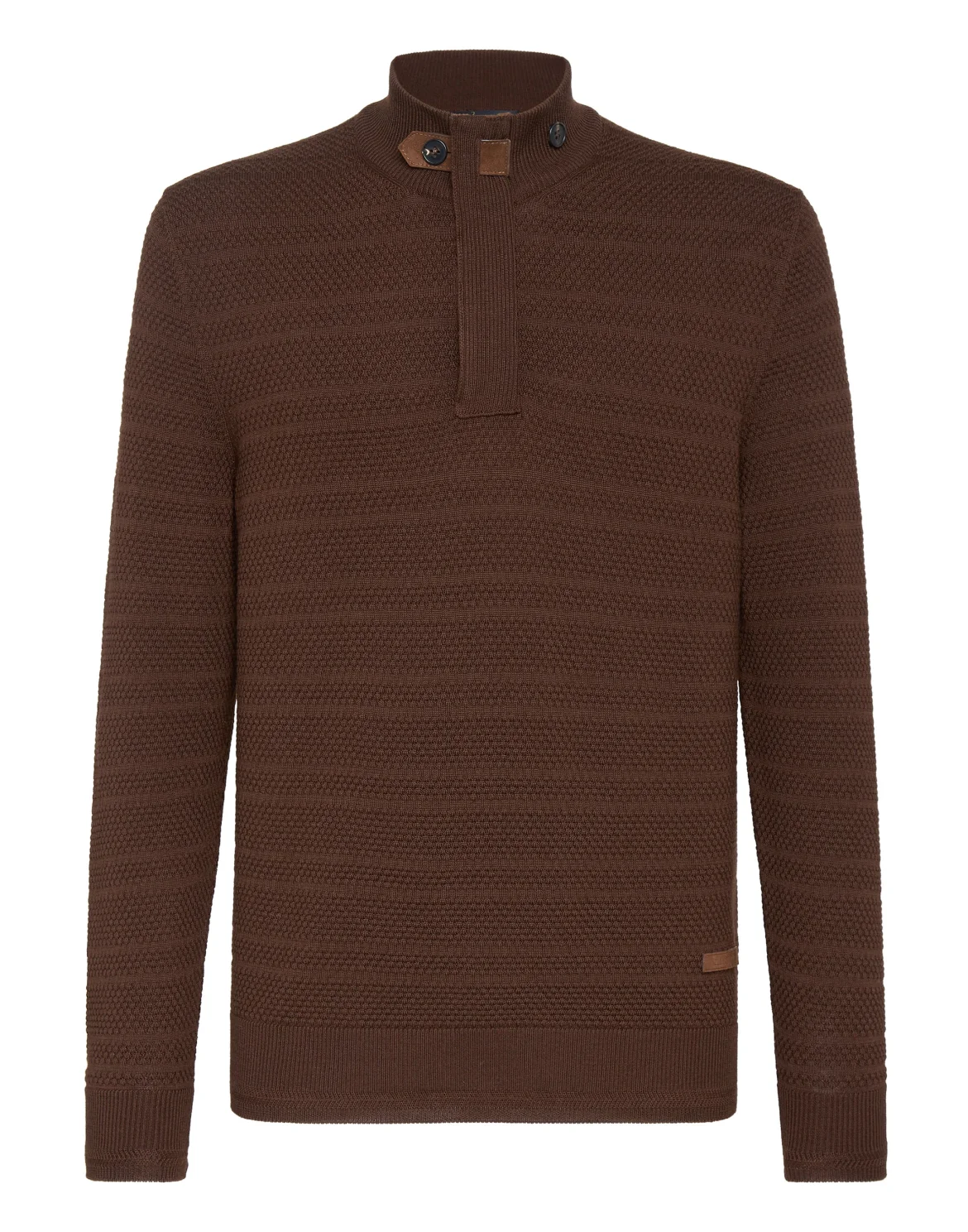 Merino wool Pullover zip mock Istitutional, цвет: Коричневый