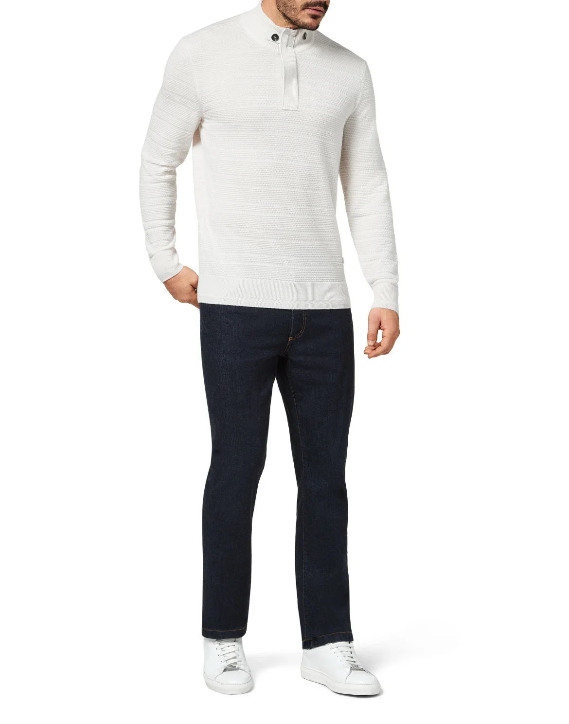Merino wool Pullover zip mock Istitutional, цвет: Бежевый