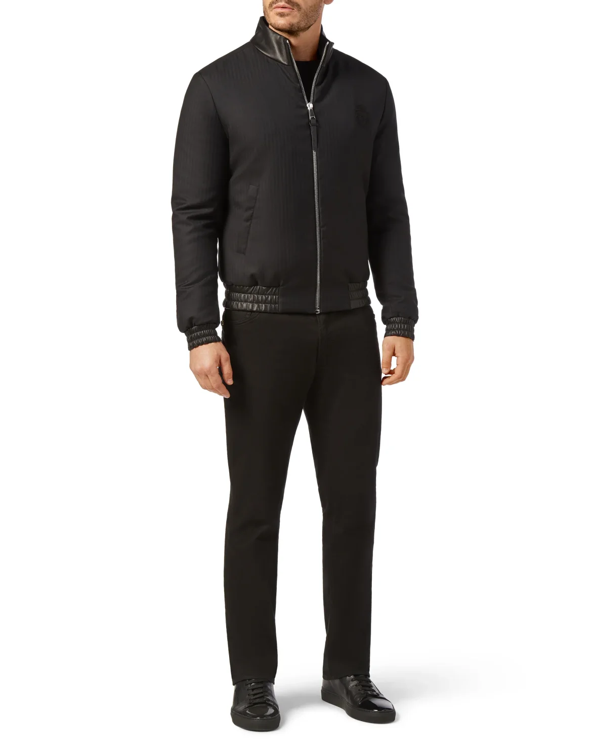 Bicolor Bomber leather inserts Crest, цвет: Черный