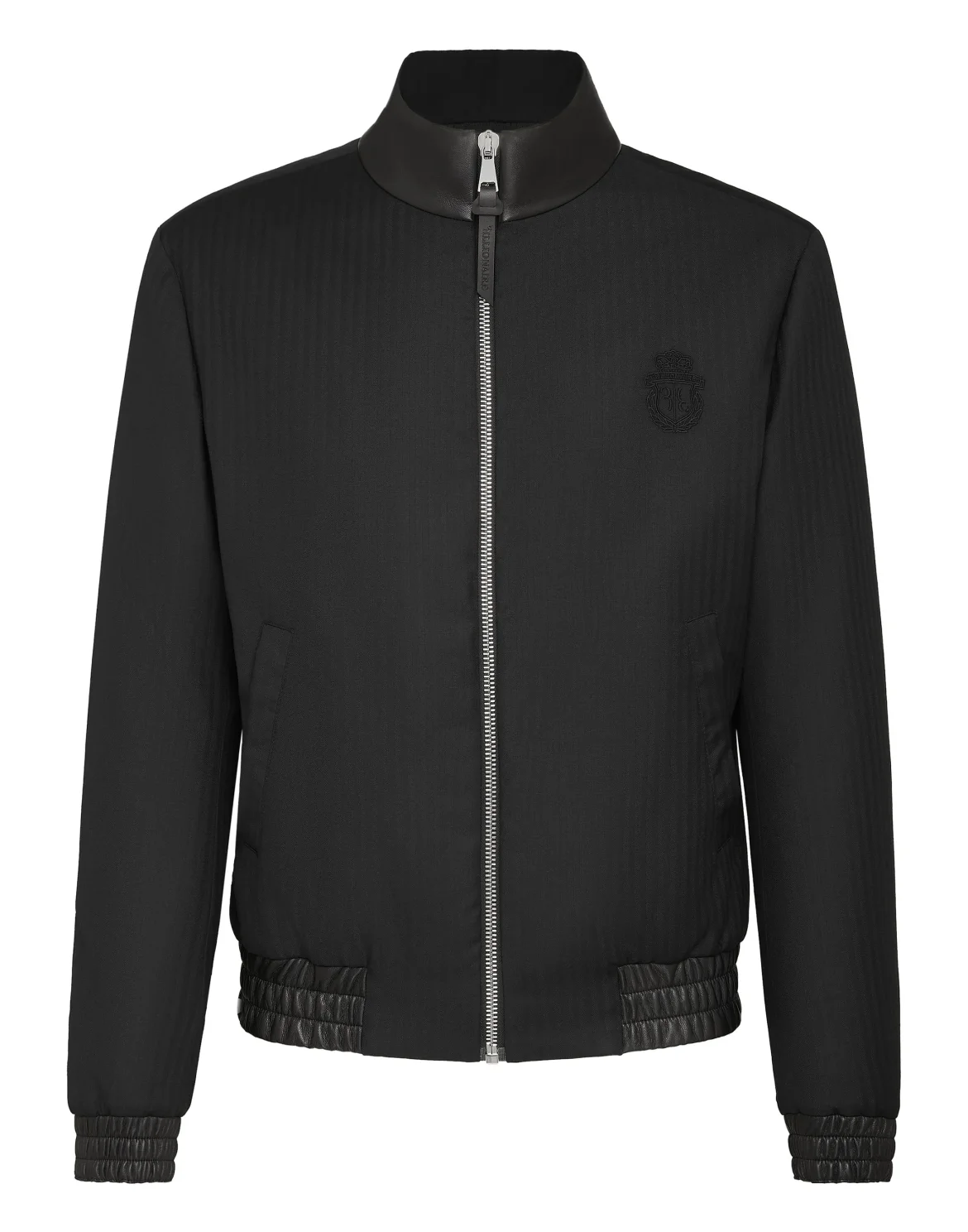 Bicolor Bomber leather inserts Crest, цвет: Черный