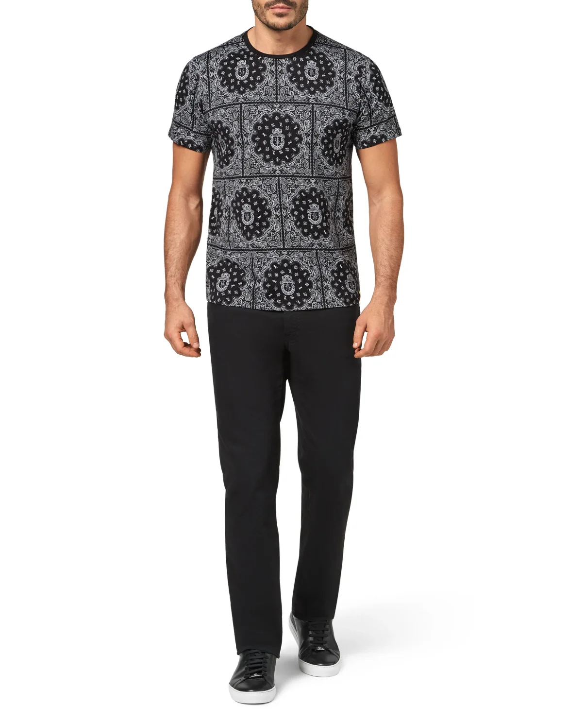 T-shirt Round Neck SS Geometric, цвет: Черный