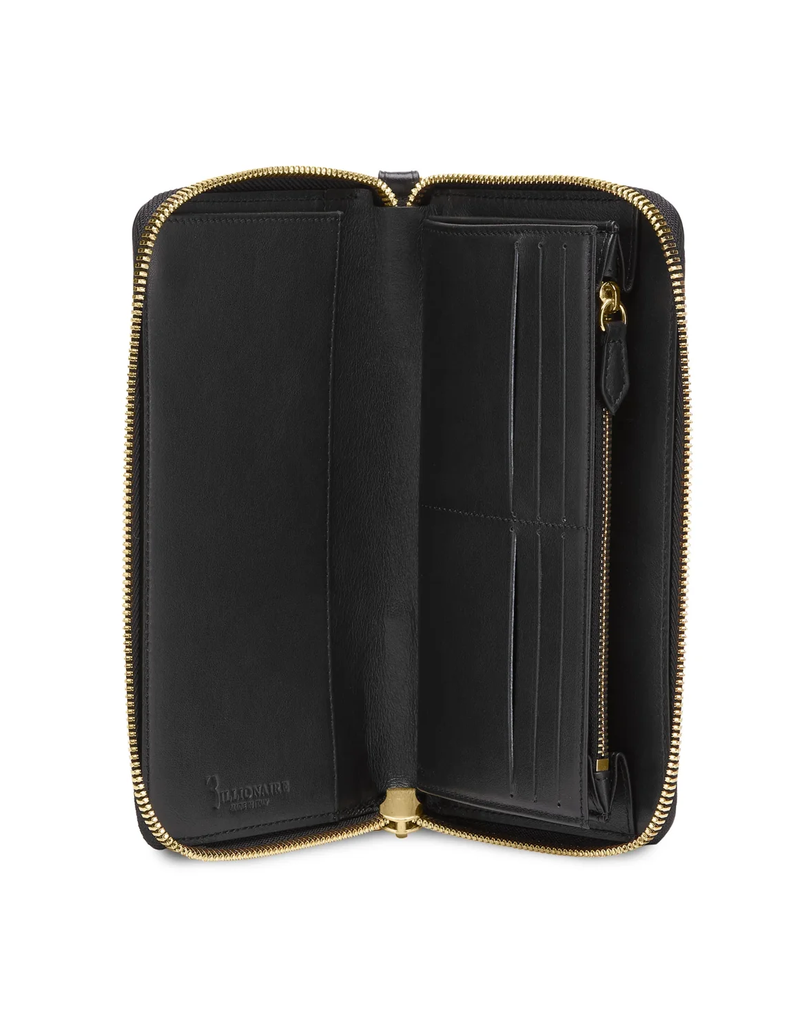 Leather Double zip around, цвет: Черный