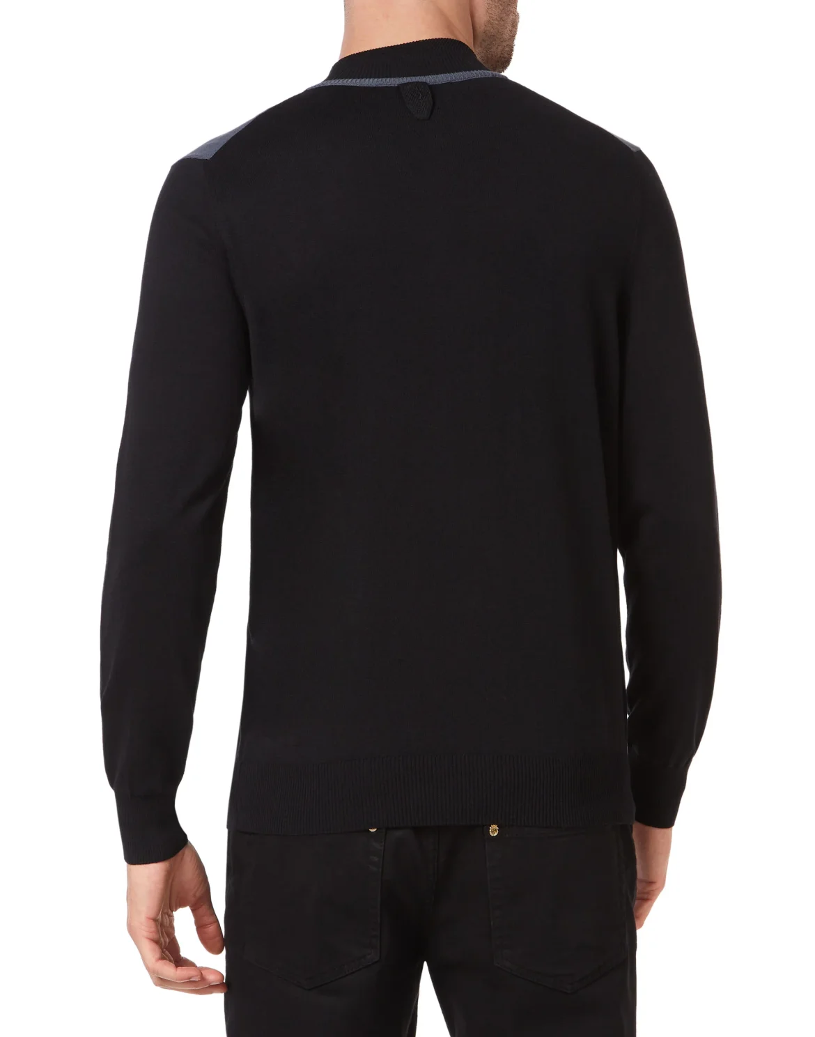 Knit High Neck Zip Up Pullover, цвет: Черный