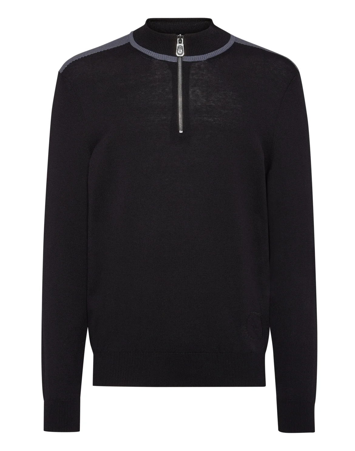 Knit High Neck Zip Up Pullover, цвет: Черный