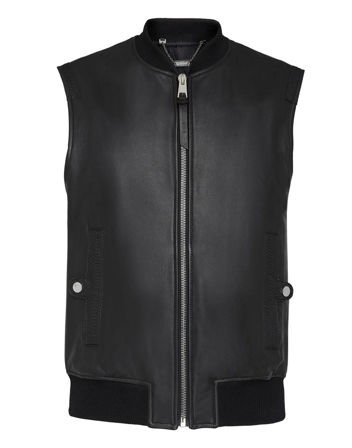Leather Sleeveless Vest Lion, цвет: Черный
