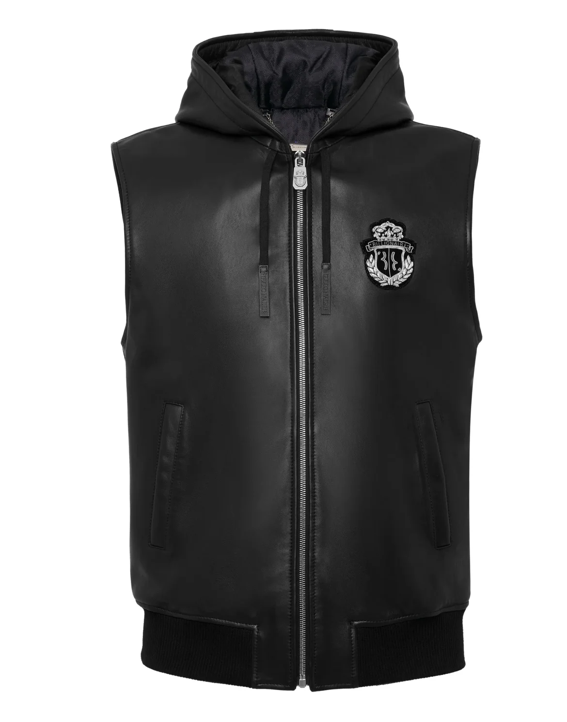 Sleeveless Leather Vest, цвет: Черный