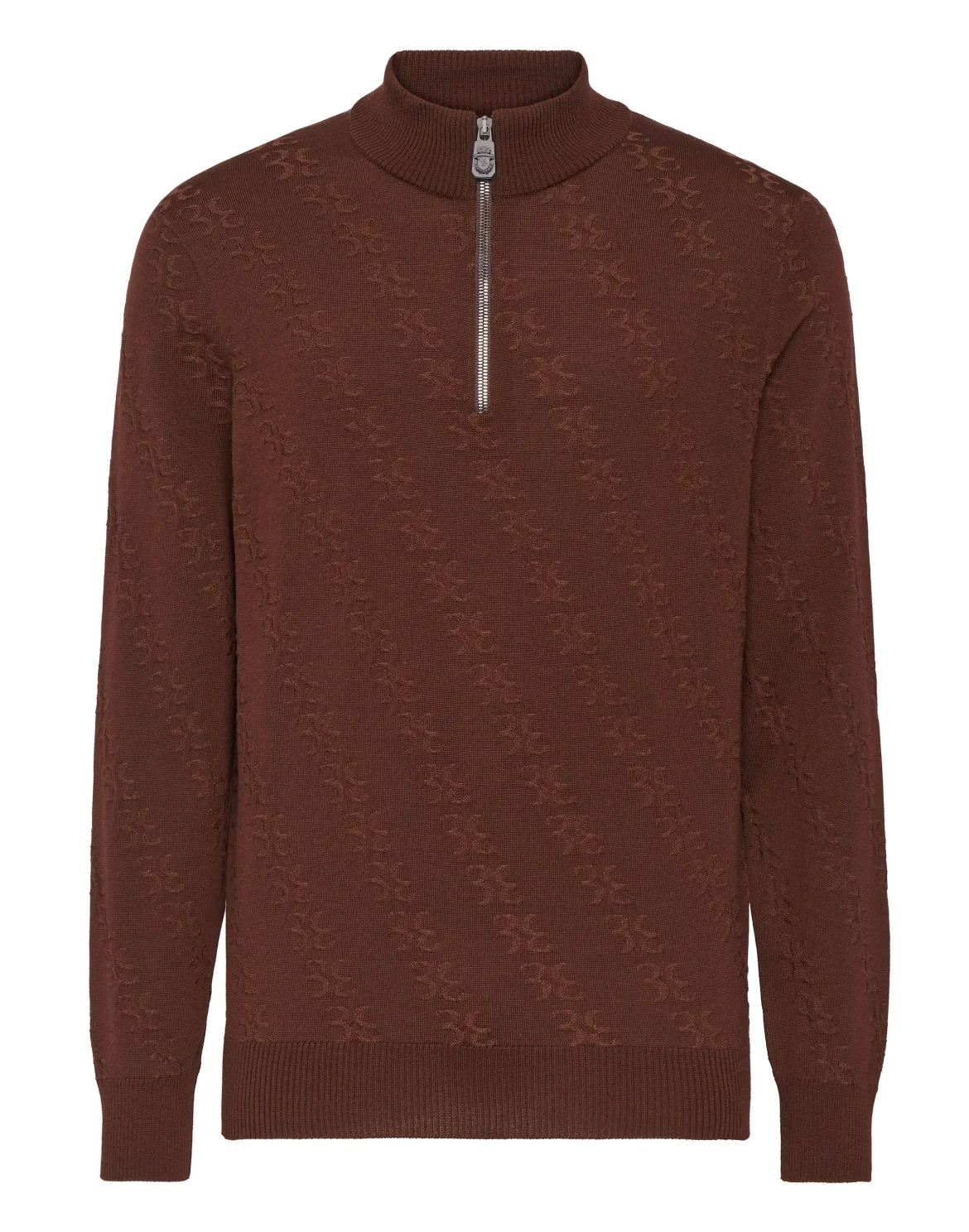 Wool and Silk Pullover zip mock, цвет: Коричневый
