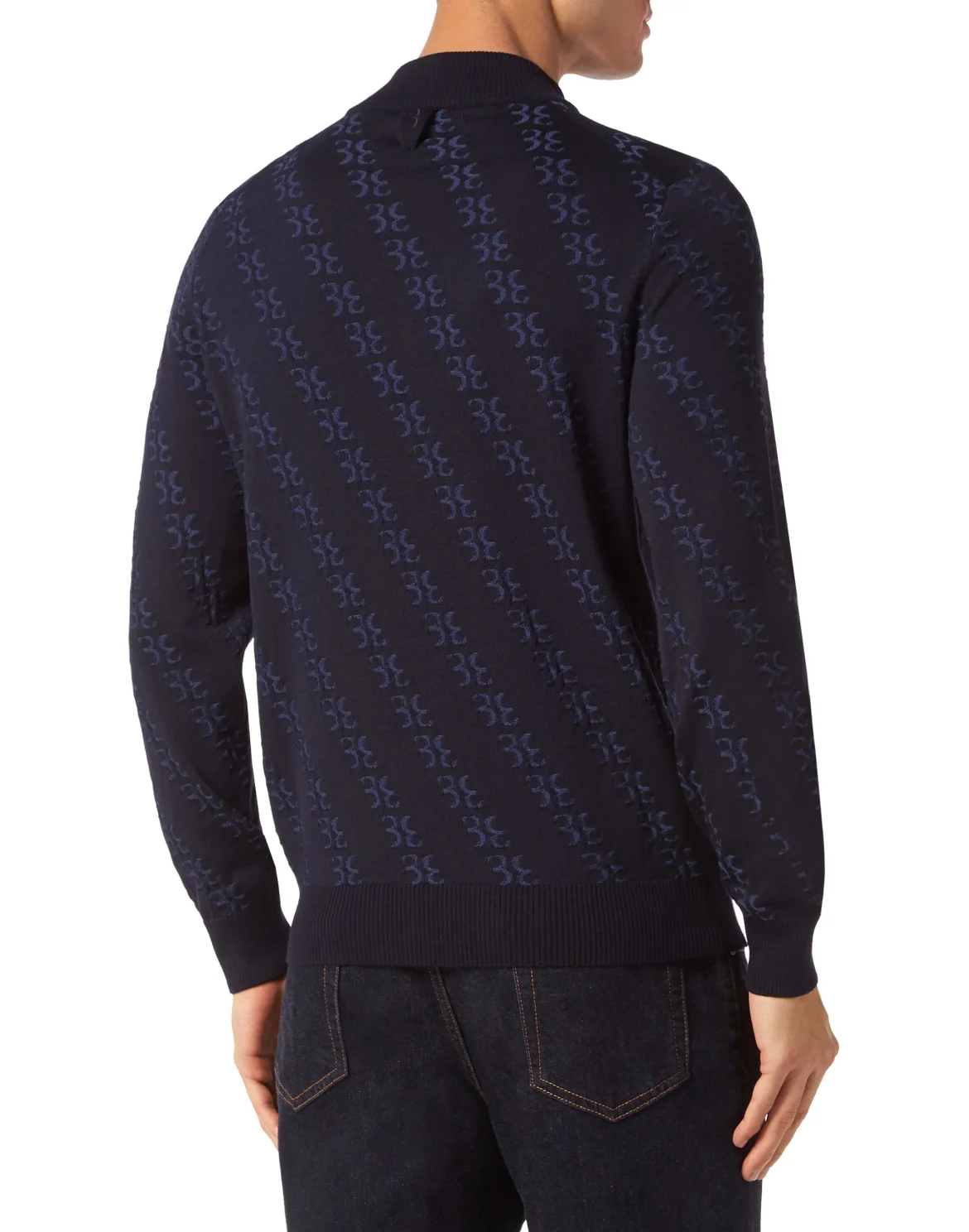 Wool and Silk Pullover zip mock, цвет: Синий