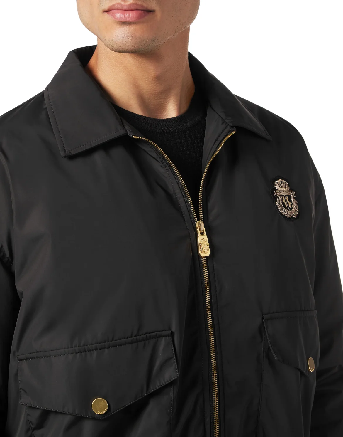 Nylon and Suede Puffer Jacket, цвет: Черный