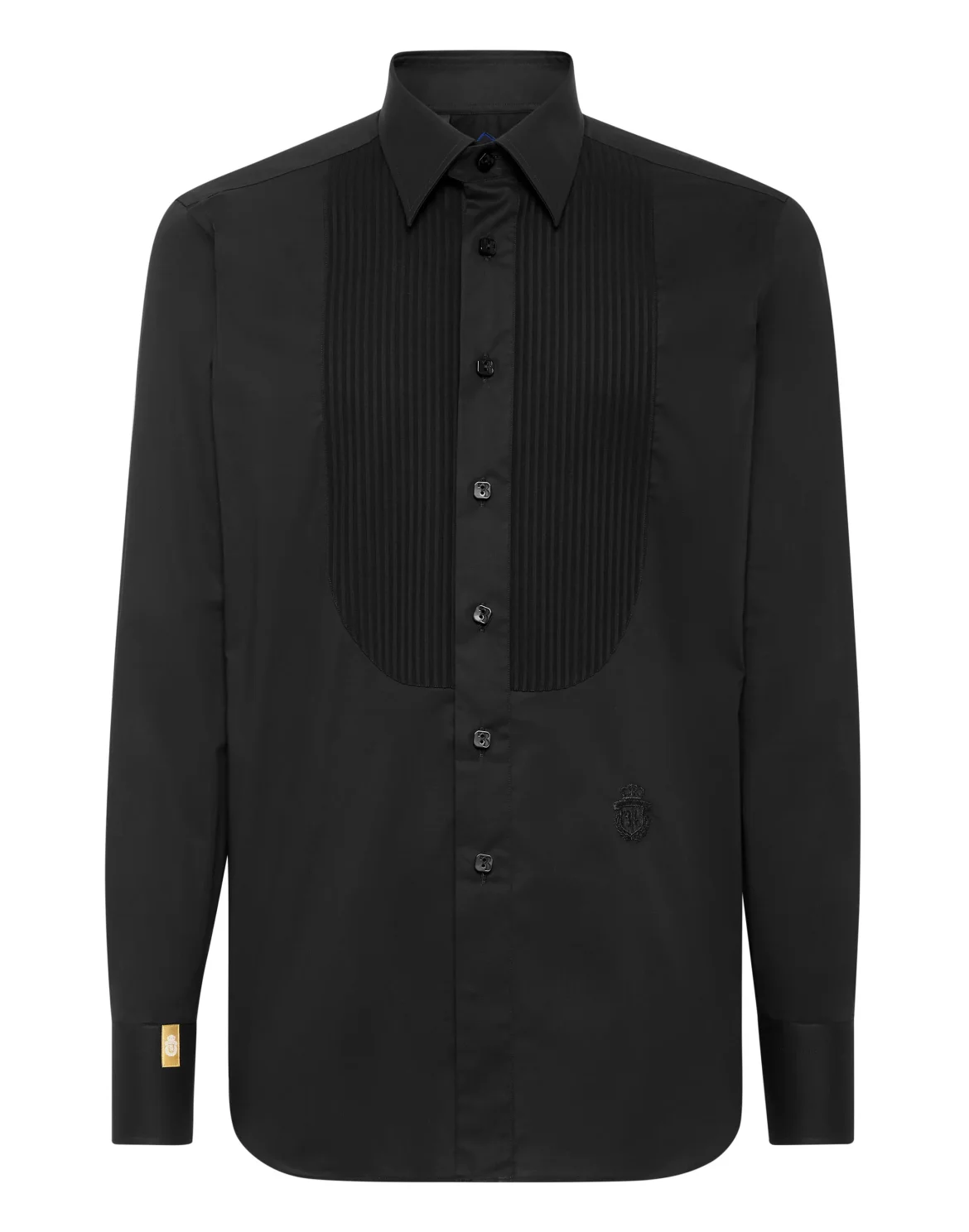 Textured Cotton Smoking Shirt, цвет: Черный