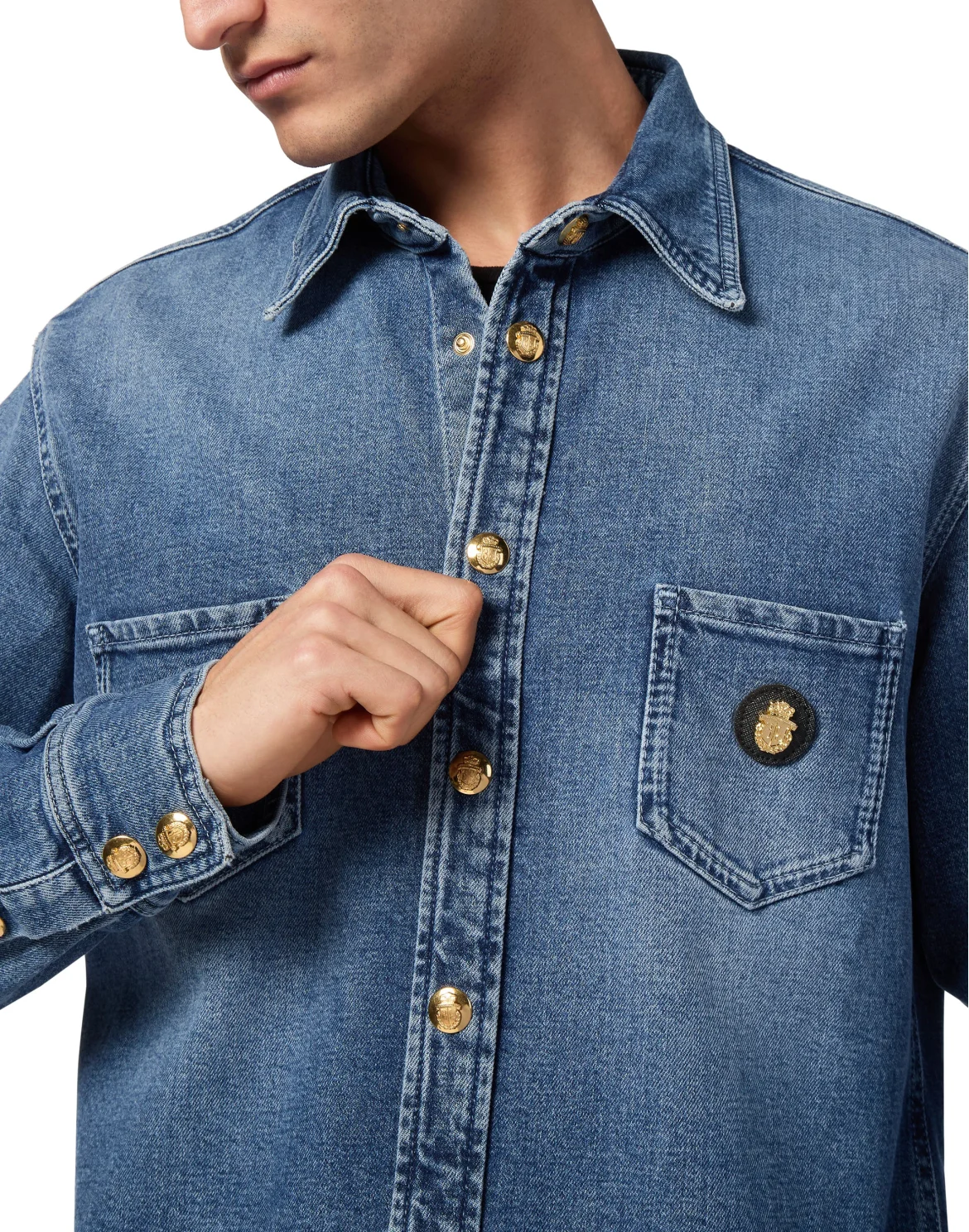 Crest Denim Shirt, цвет: Синий