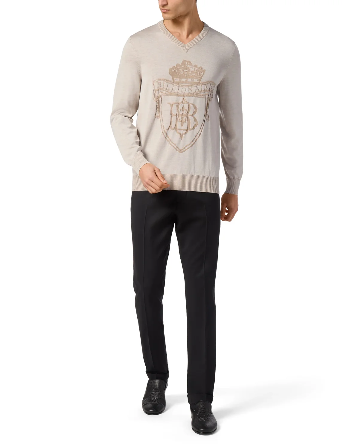 Silk/Wool Pullover V-Neck LS, цвет: Белый