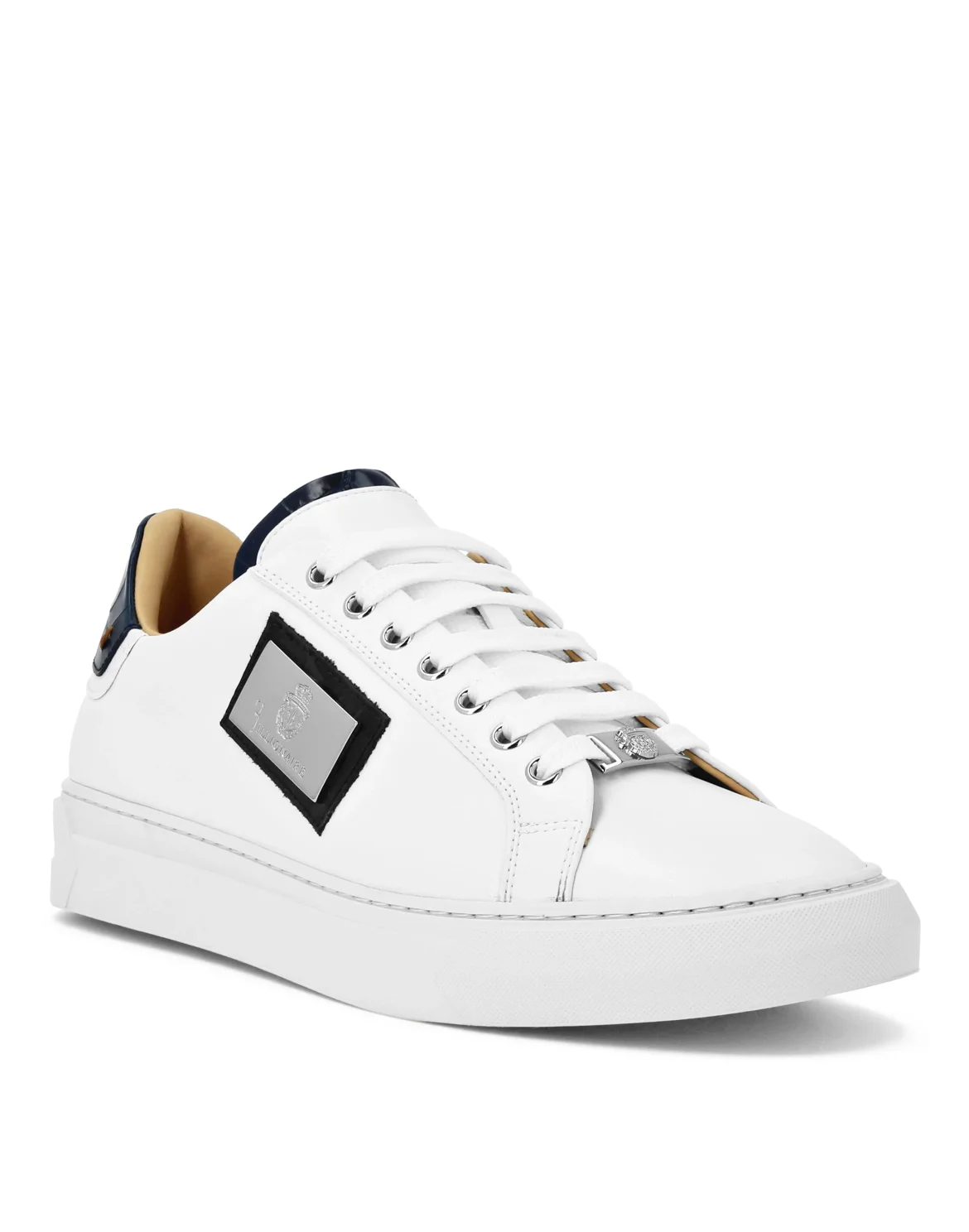 Croco Printed Nappa Leather Lo-Top Sneakers, цвет: Синий
