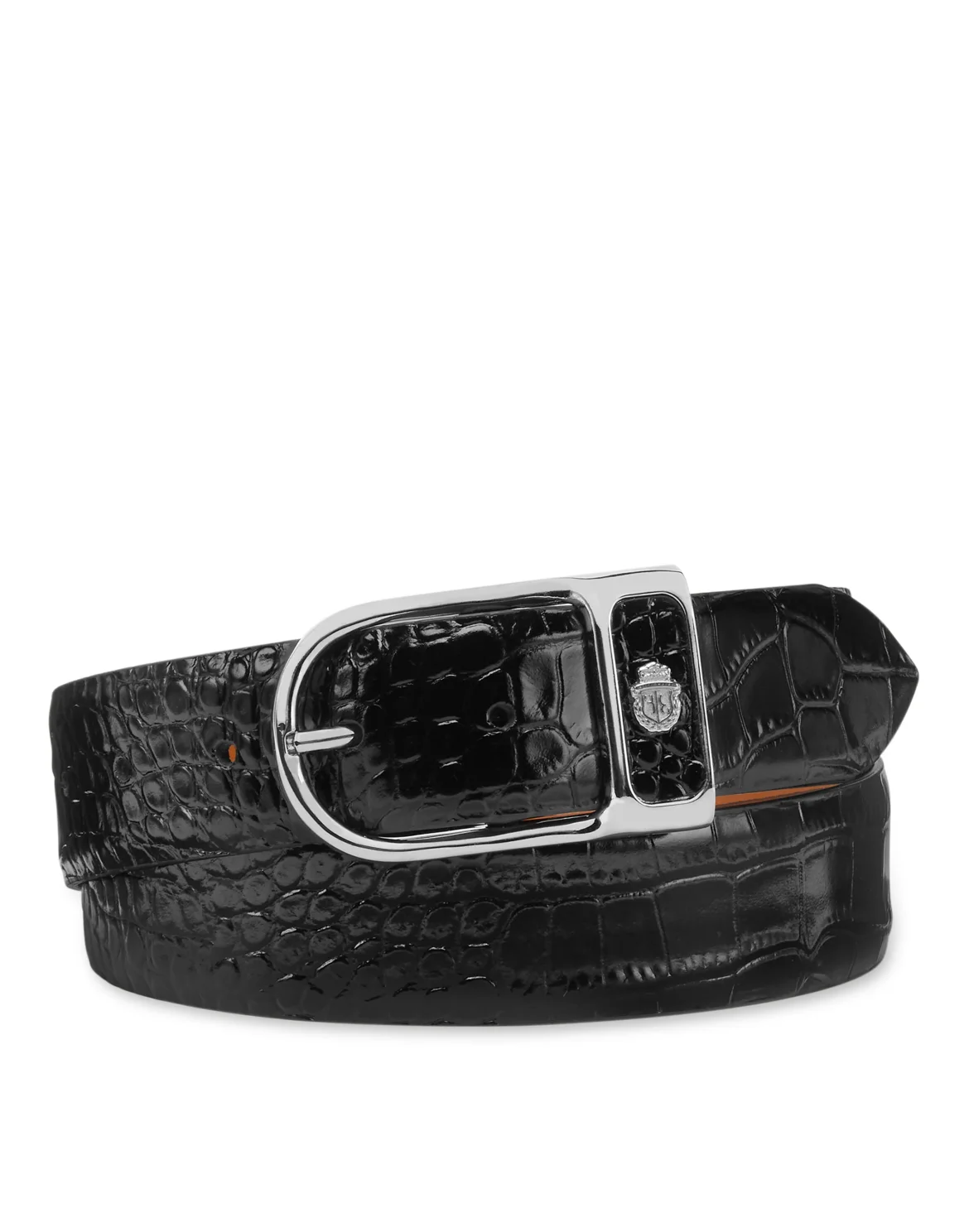 Leather Belt Crocco, цвет: Черный