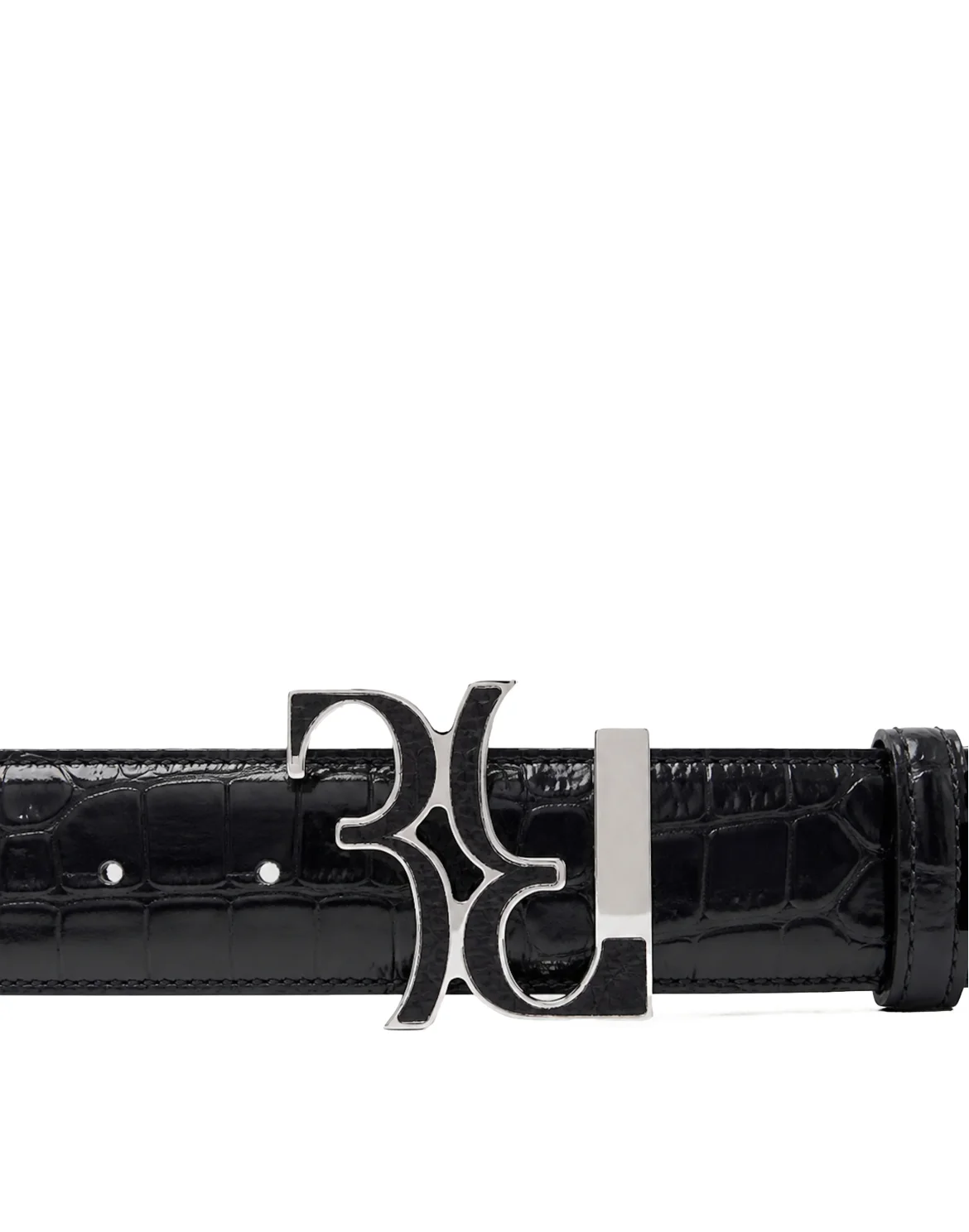 Leather Belt Crocco Buckle BB, цвет: Черный