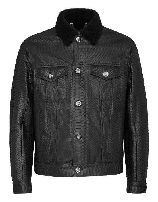 Leather Jacket with Python Luxury