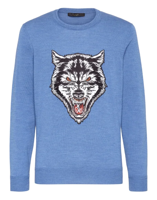 Wool Pullover Round Neck LS Wolf
