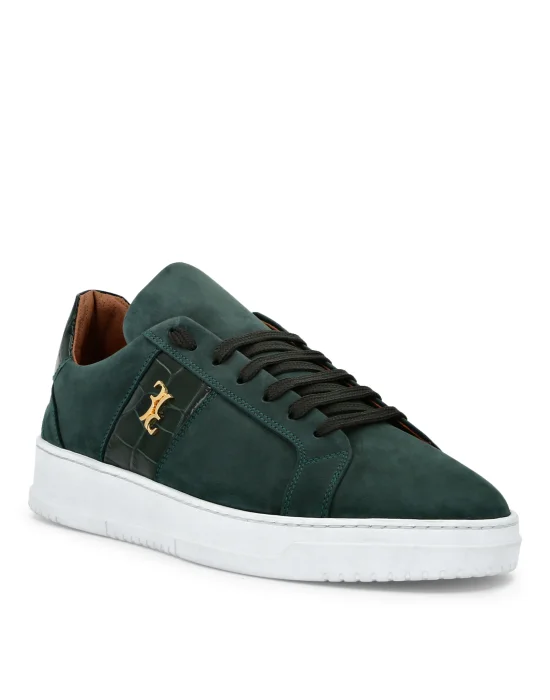 Nabuk and Leather Lo-Top Sneakers